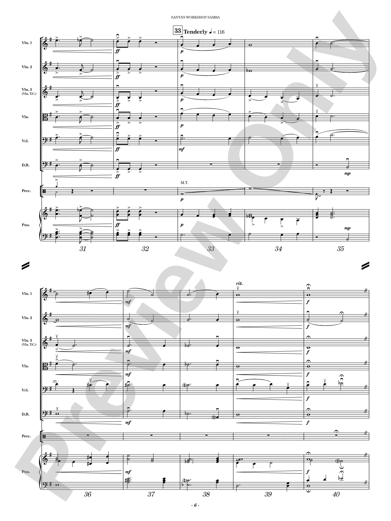 Santa's Workshop Samba: String Orchestra Conductor Score & Parts
