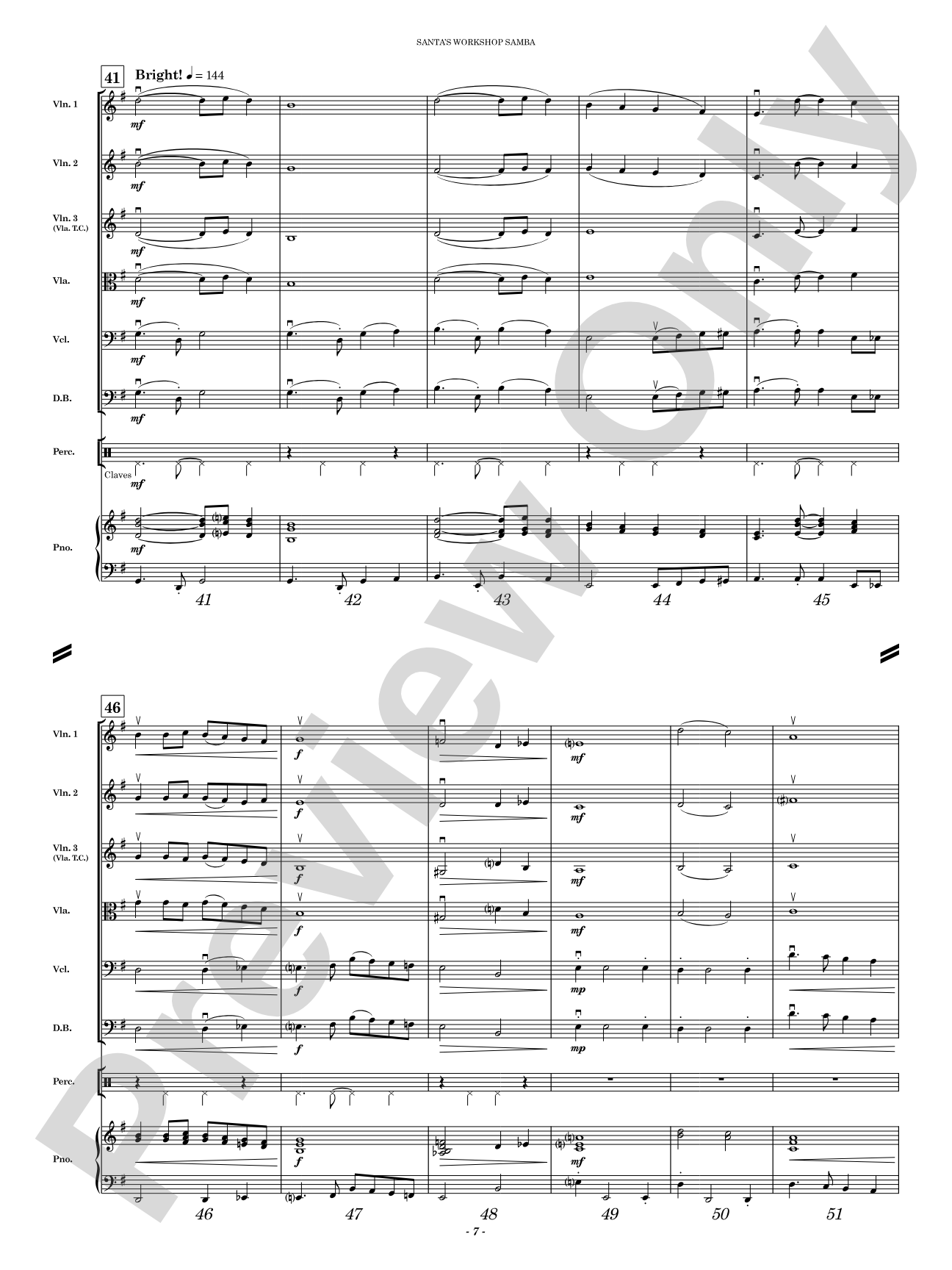 Santa's Workshop Samba: String Orchestra Conductor Score & Parts