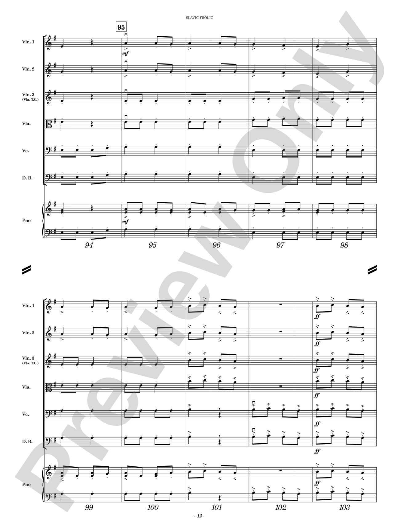 Slavic Frolic: String Orchestra Conductor Score & Parts