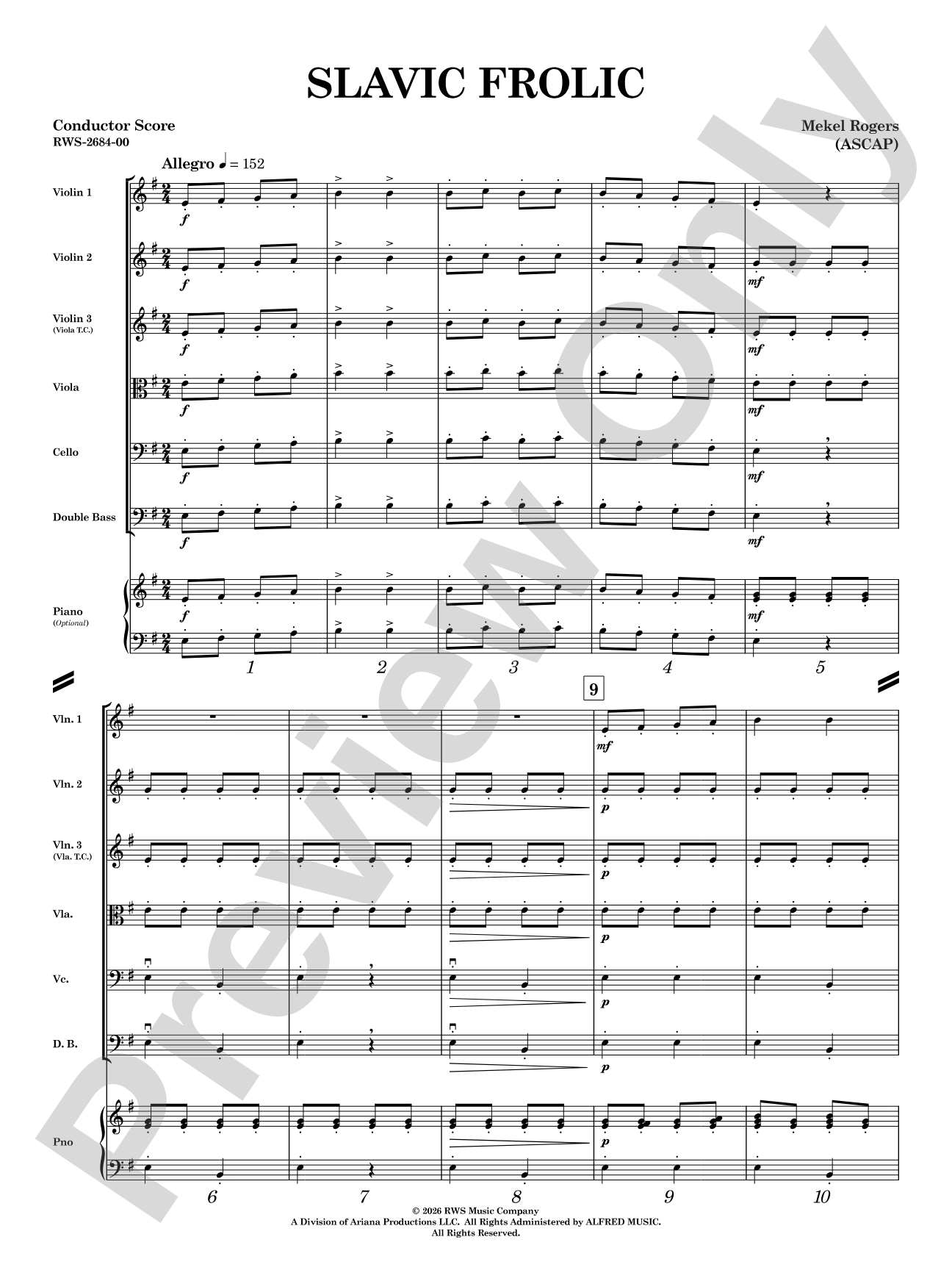 Slavic Frolic: String Orchestra Conductor Score & Parts