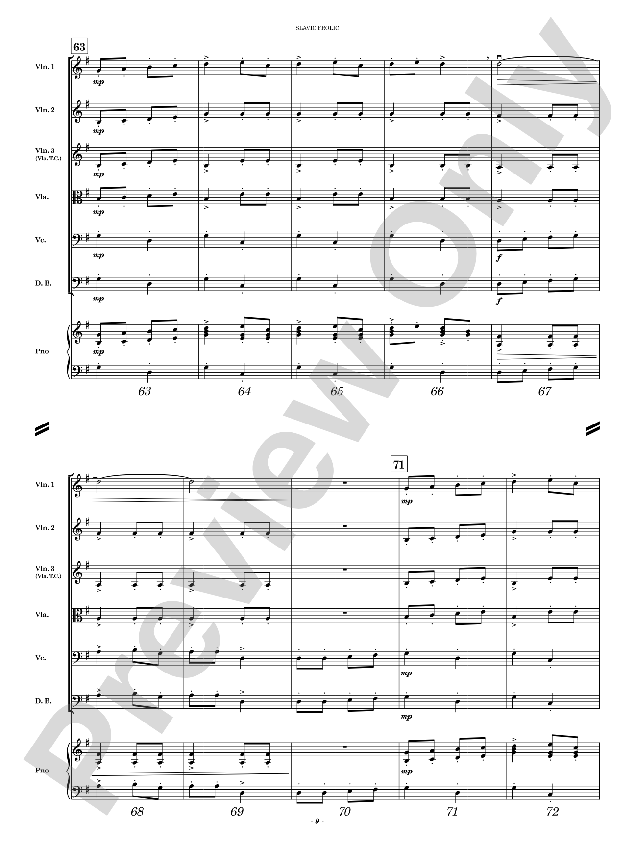 Slavic Frolic: String Orchestra Conductor Score & Parts