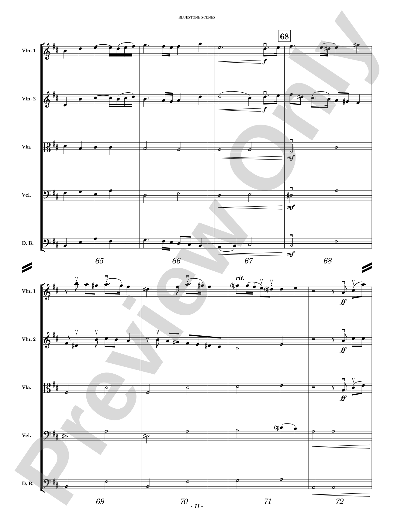 Bluestone Scenes: String Orchestra Conductor Score & Parts