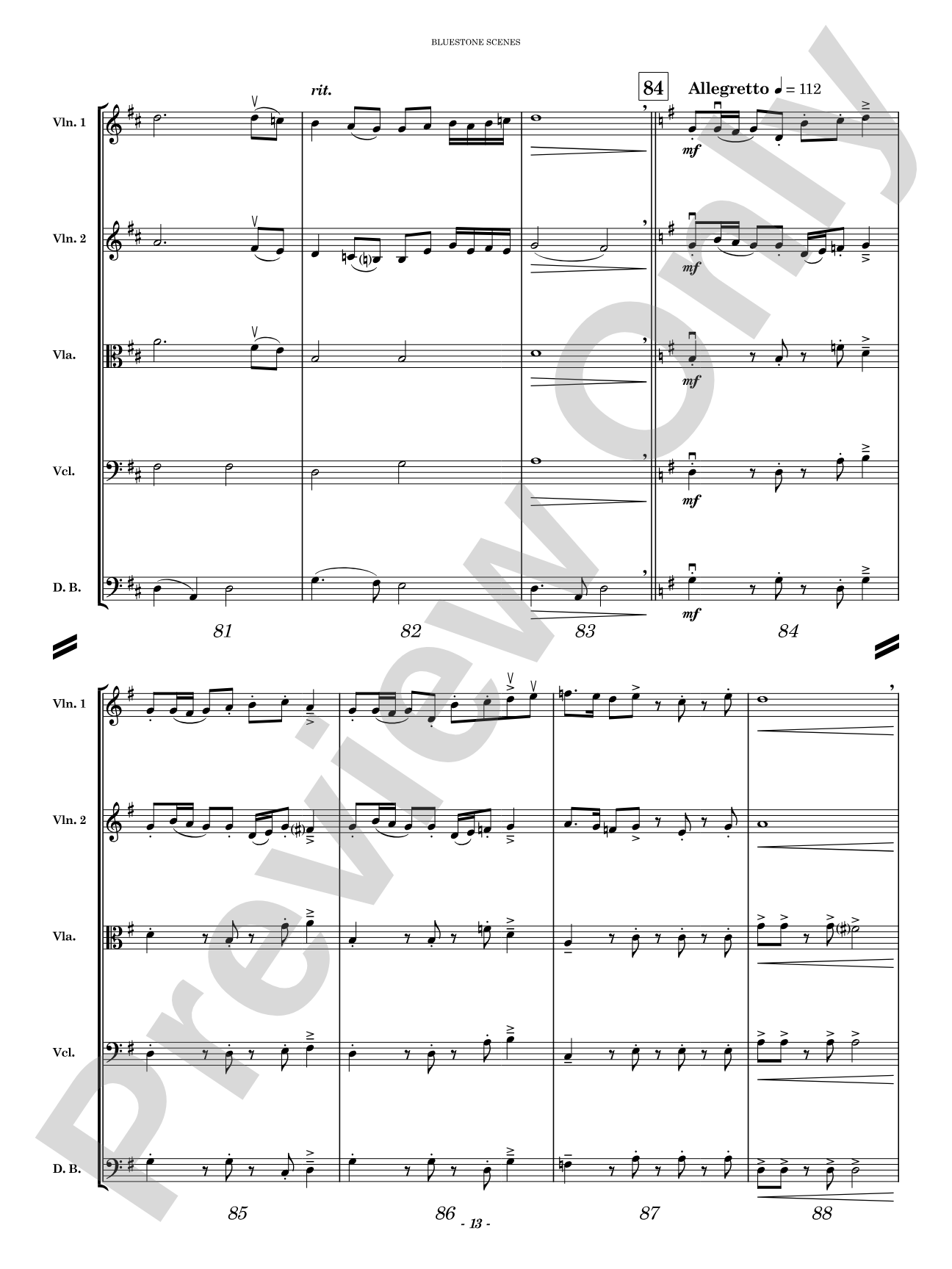 Bluestone Scenes: String Orchestra Conductor Score & Parts