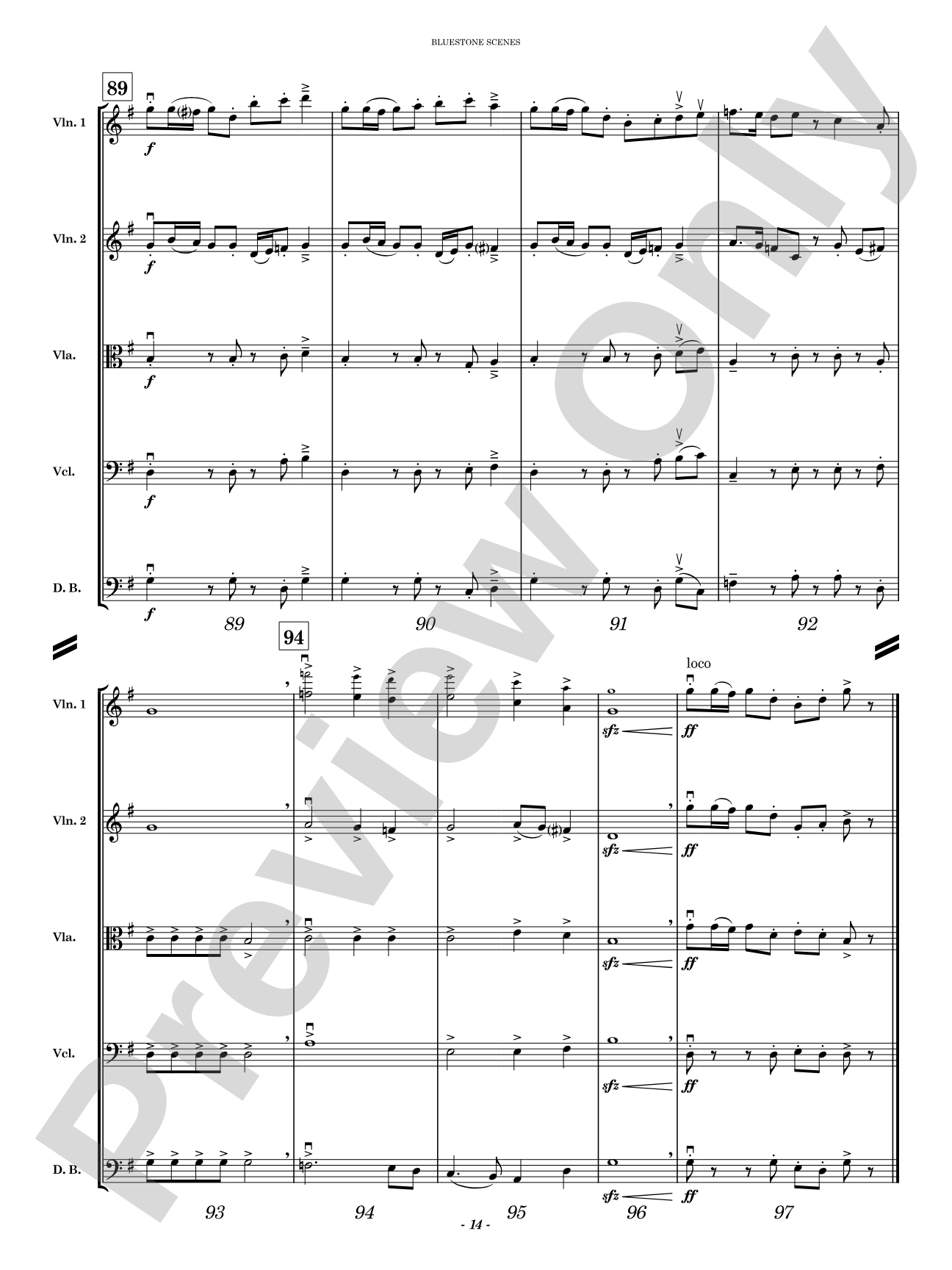 Bluestone Scenes: String Orchestra Conductor Score & Parts