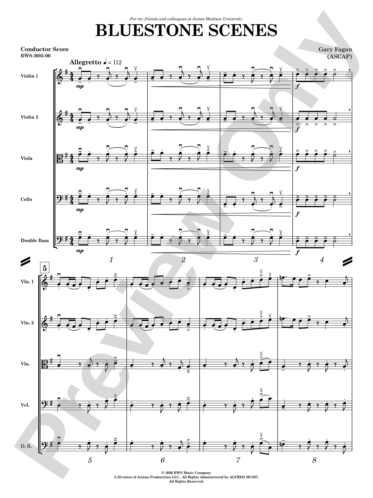 Bluestone Scenes: String Orchestra Conductor Score & Parts