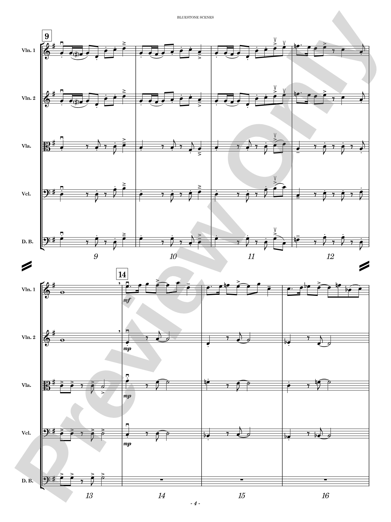 Bluestone Scenes: String Orchestra Conductor Score & Parts