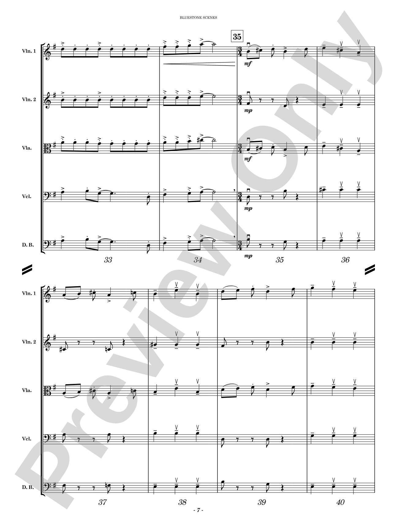 Bluestone Scenes: String Orchestra Conductor Score & Parts
