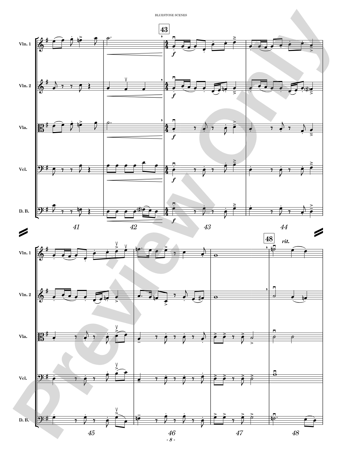Bluestone Scenes: String Orchestra Conductor Score & Parts