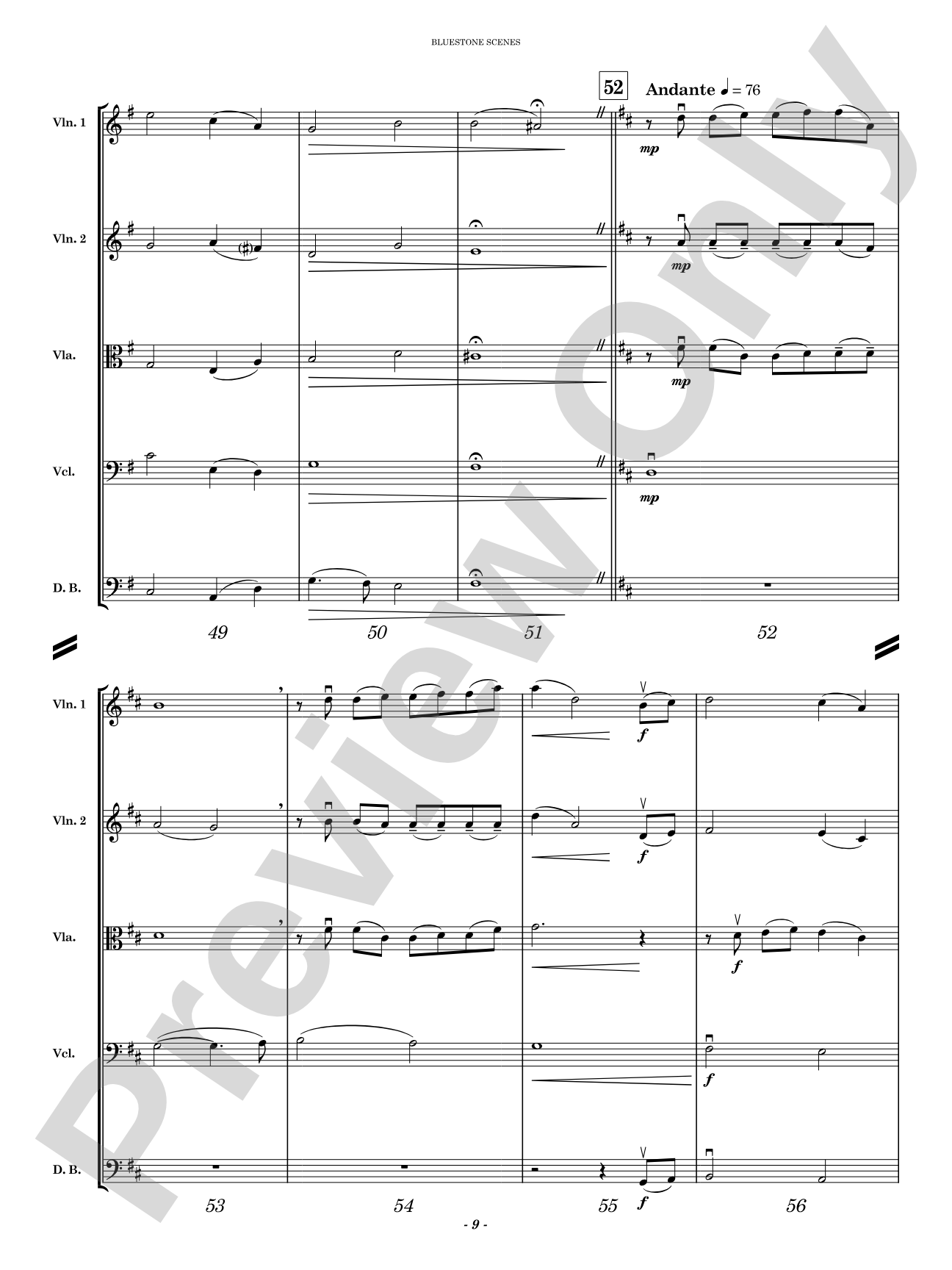 Bluestone Scenes: String Orchestra Conductor Score & Parts