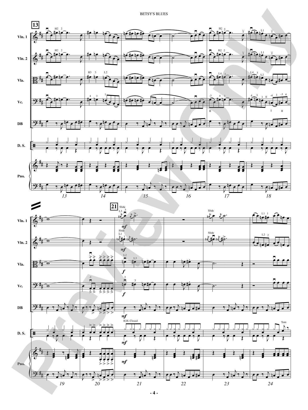 Betsy's Blues: String Orchestra Conductor Score & Parts