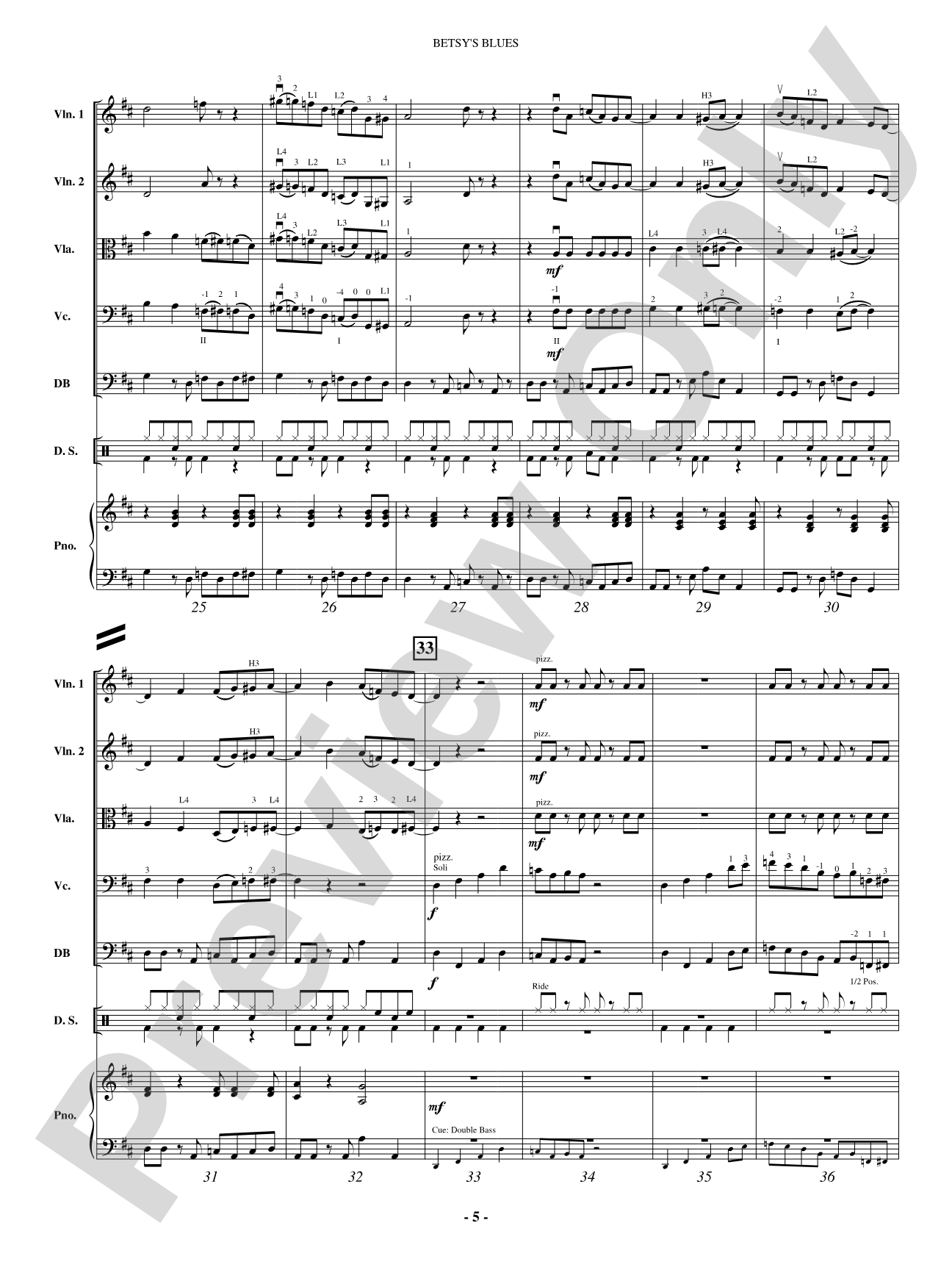 Betsy's Blues: String Orchestra Conductor Score & Parts