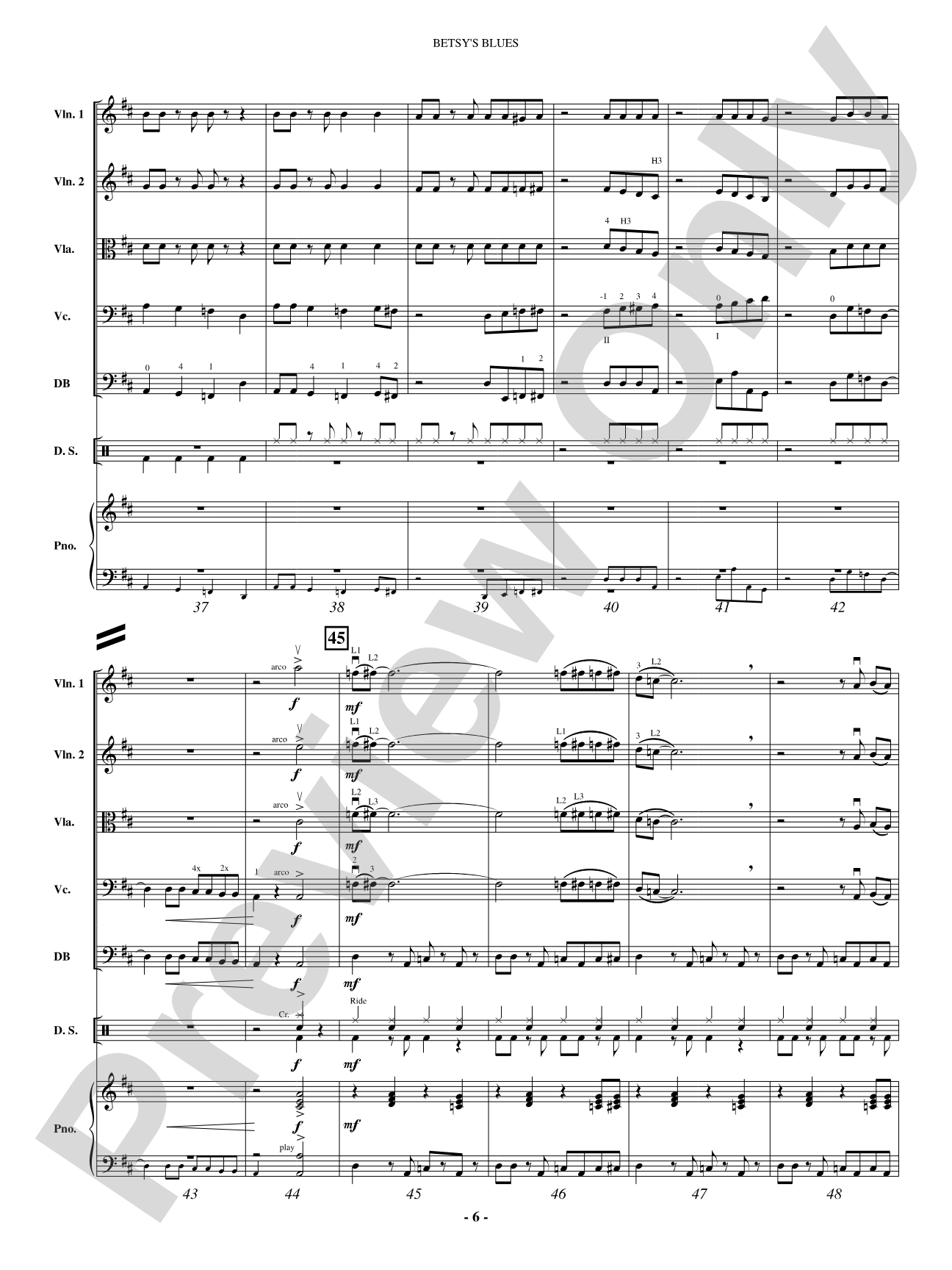 Betsy's Blues: String Orchestra Conductor Score & Parts