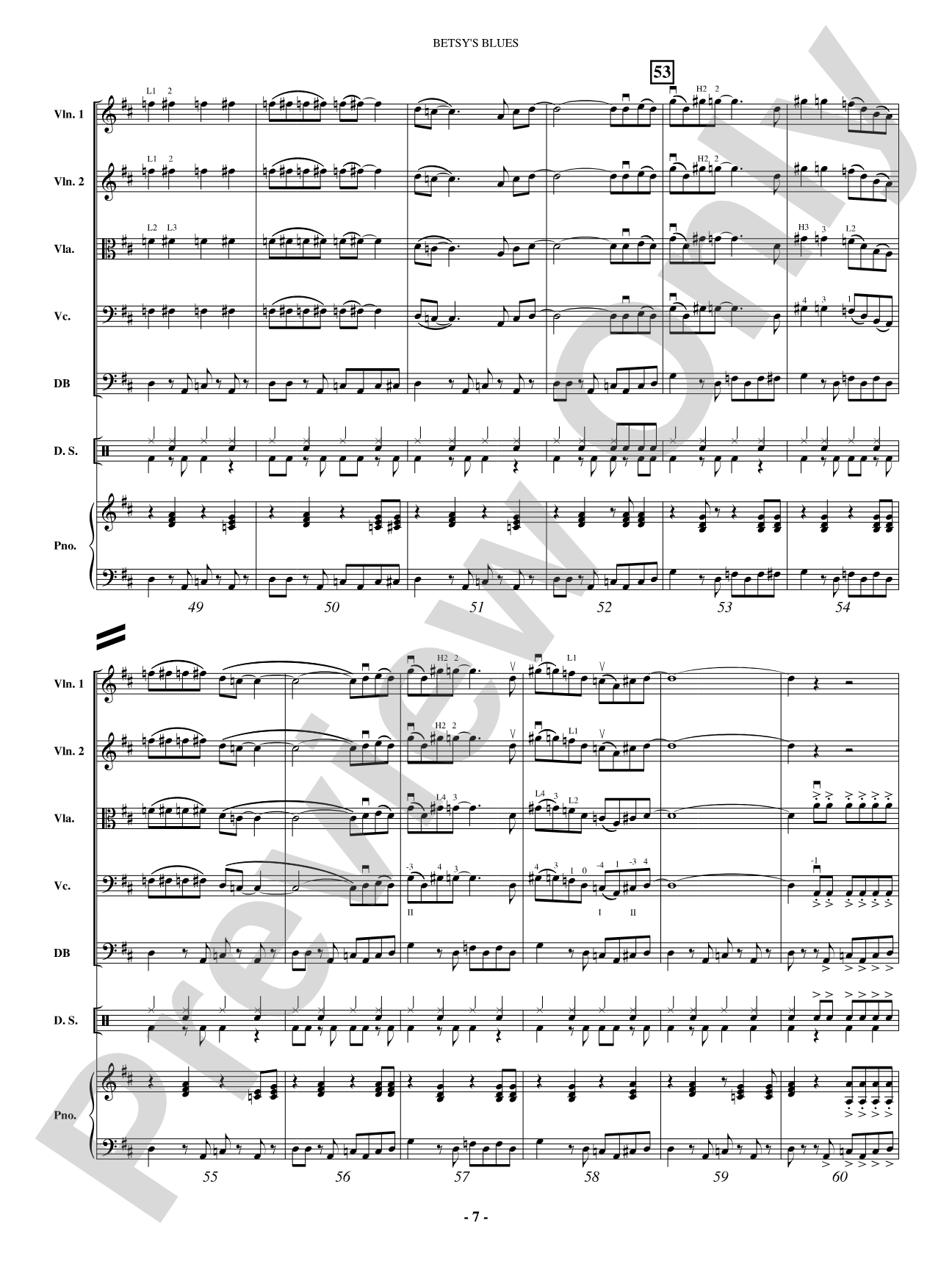 Betsy's Blues: String Orchestra Conductor Score & Parts