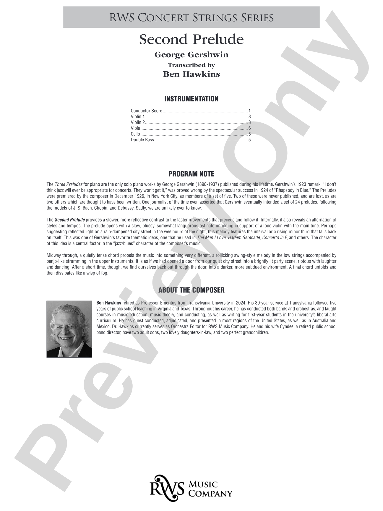 Second Prelude: String Orchestra Conductor Score & Parts