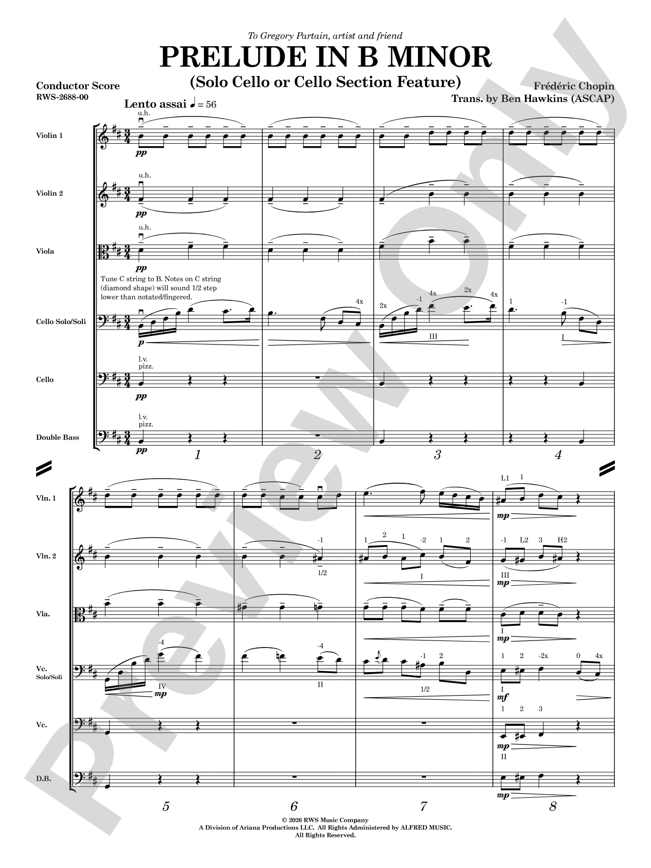 Prelude in B Minor: String Orchestra Conductor Score & Parts