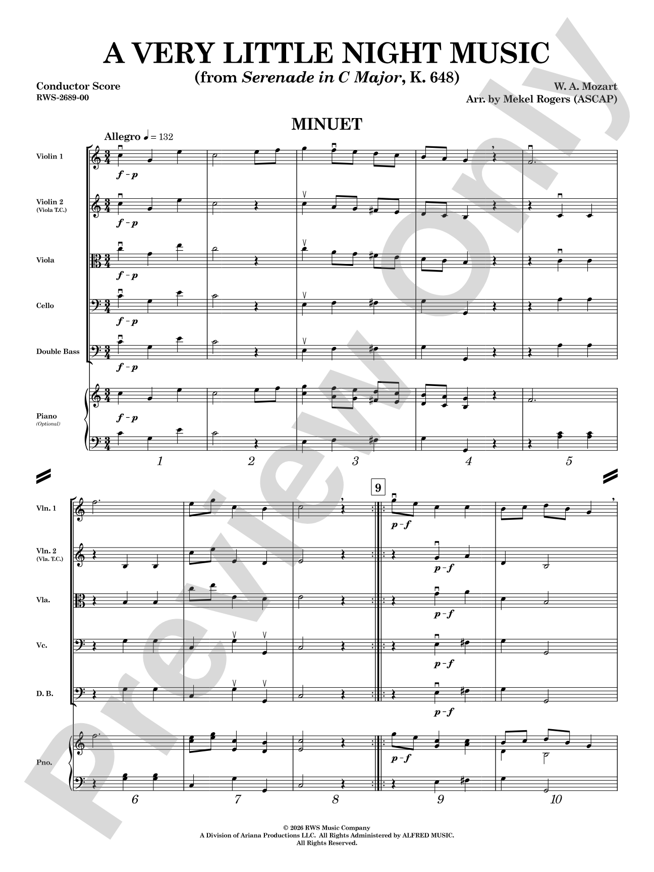 A Very Little Night Music: String Orchestra Conductor Score & Parts