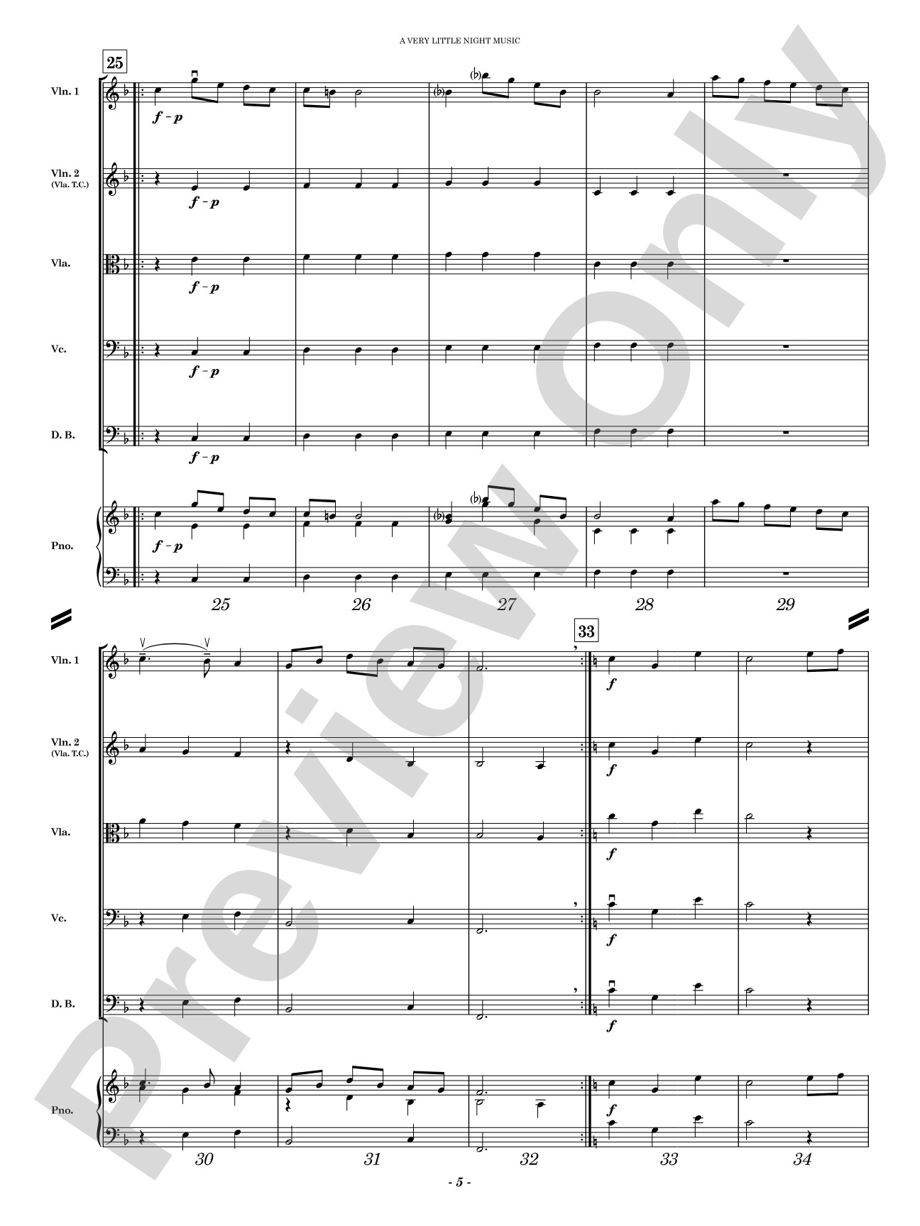 A Very Little Night Music: String Orchestra Conductor Score & Parts