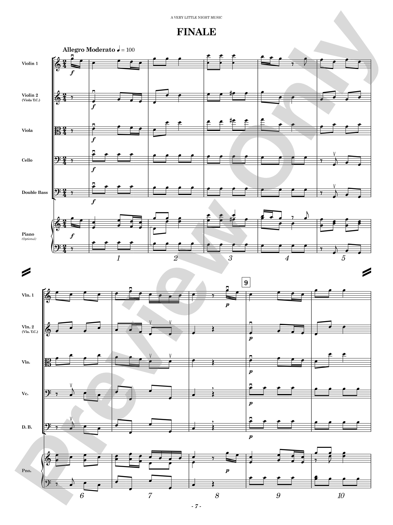 A Very Little Night Music: String Orchestra Conductor Score & Parts