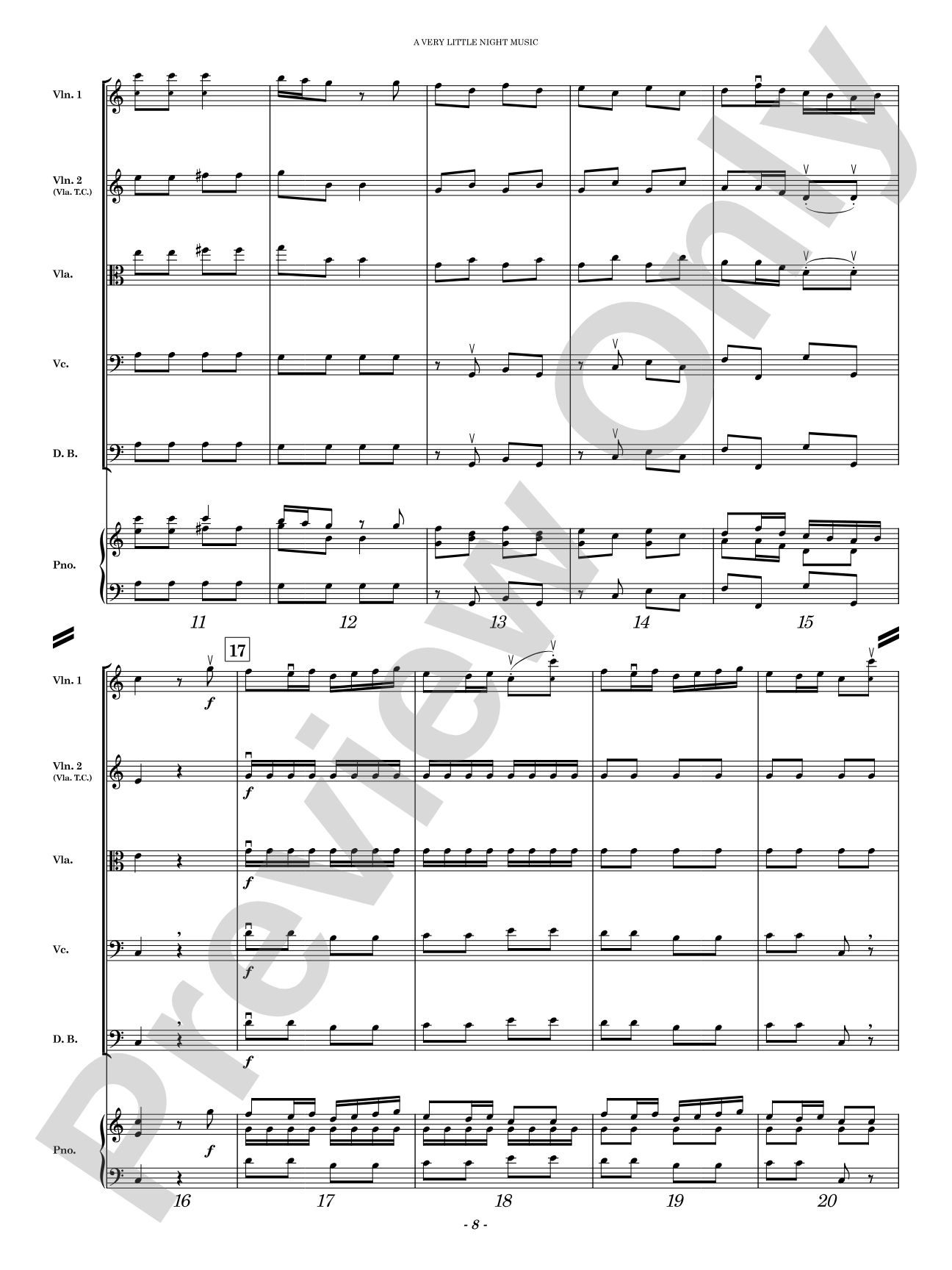 A Very Little Night Music: String Orchestra Conductor Score & Parts