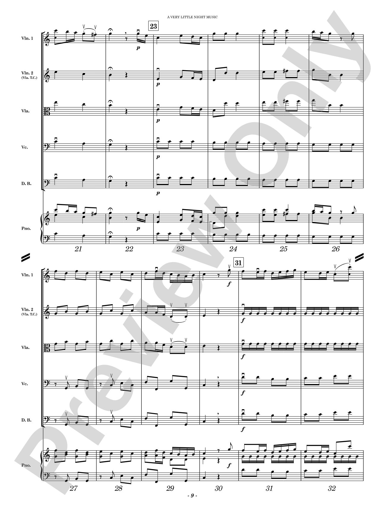 A Very Little Night Music: String Orchestra Conductor Score & Parts