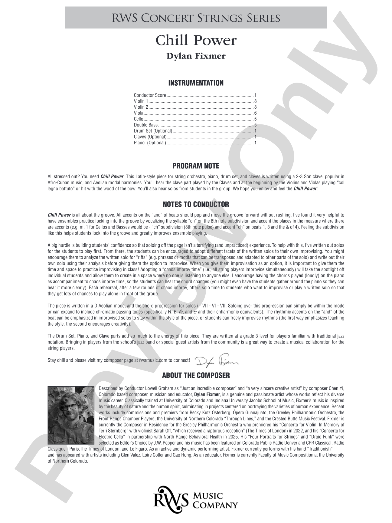 Chill Power: String Orchestra Conductor Score & Parts