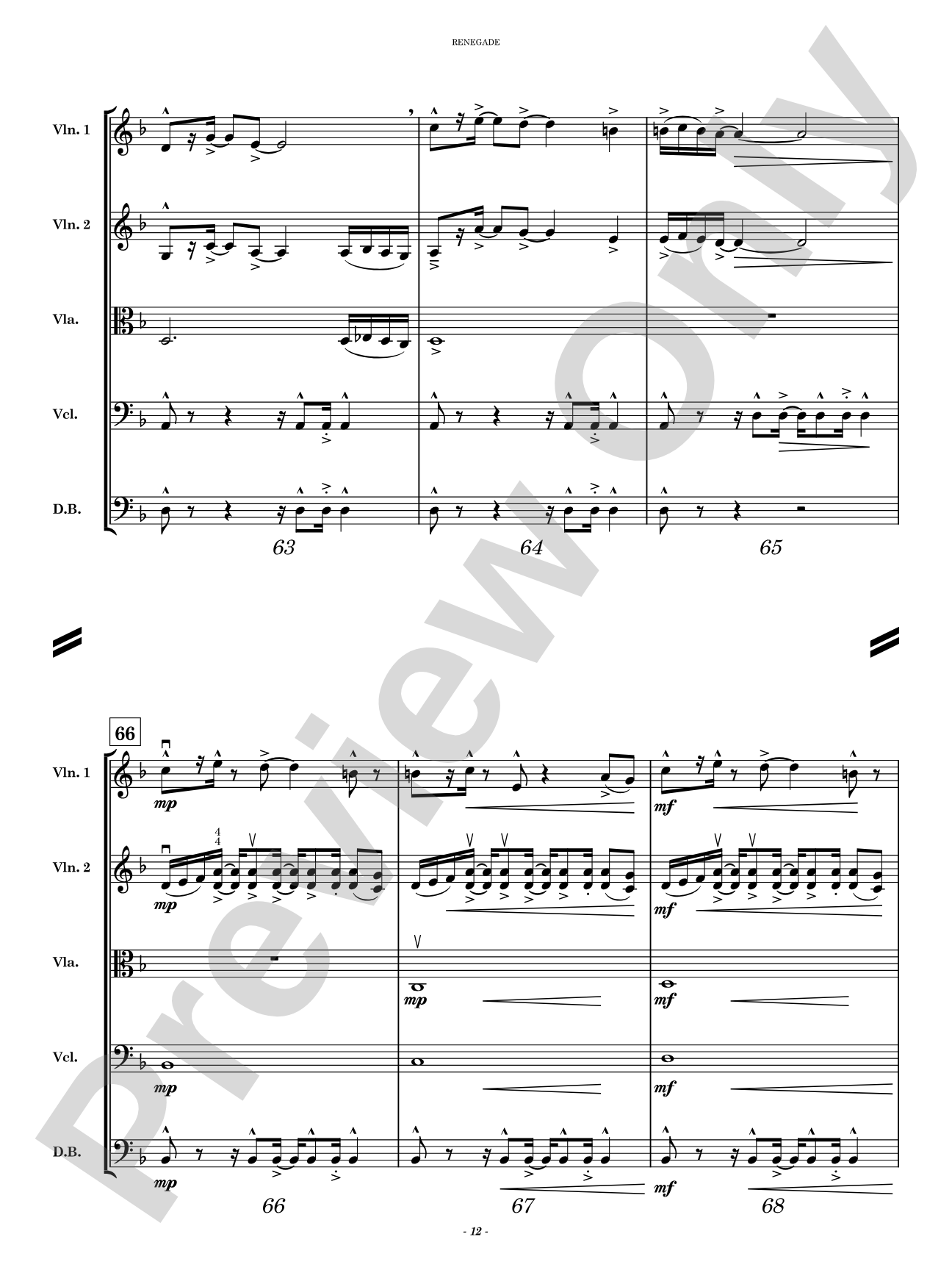 Renegade: String Orchestra Conductor Score & Parts