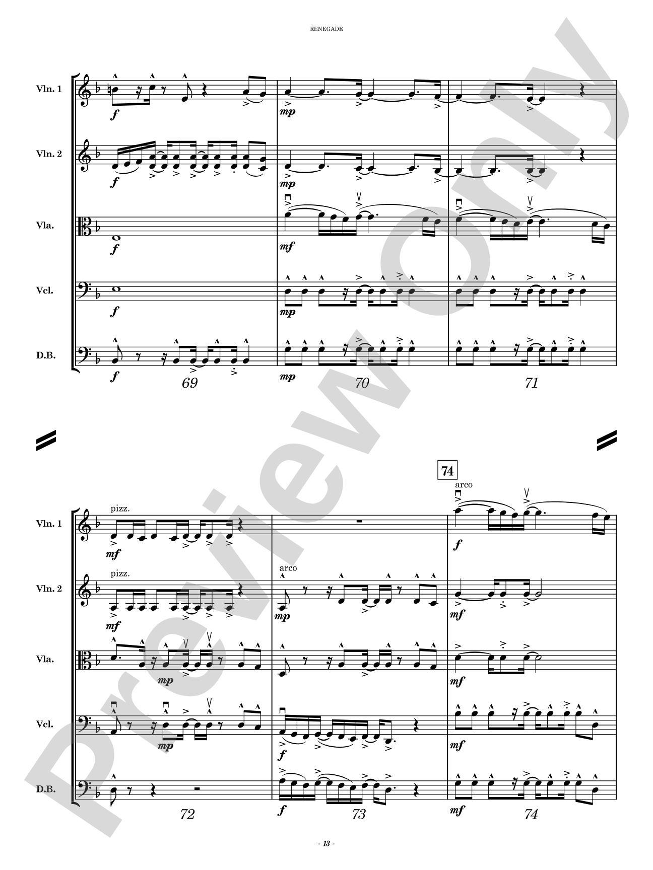 Renegade: String Orchestra Conductor Score & Parts