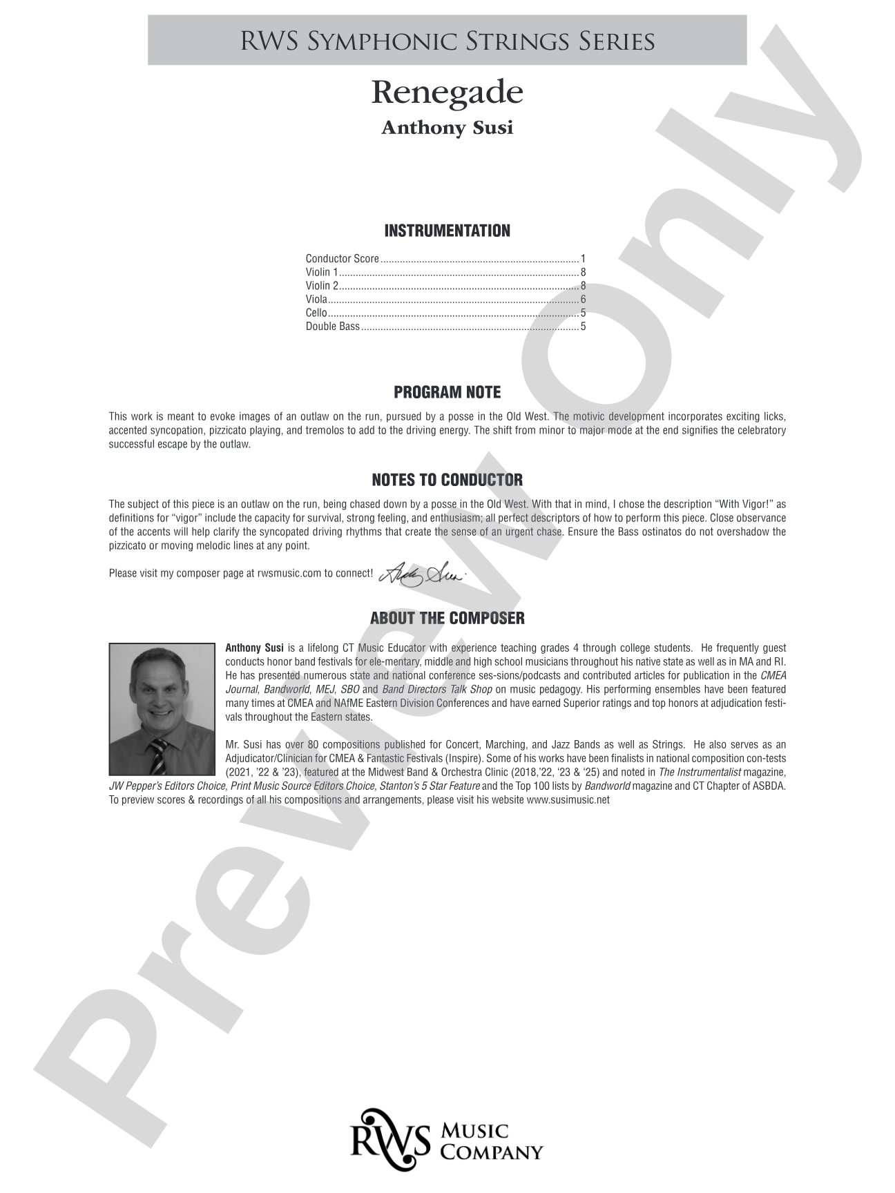 Renegade: String Orchestra Conductor Score & Parts