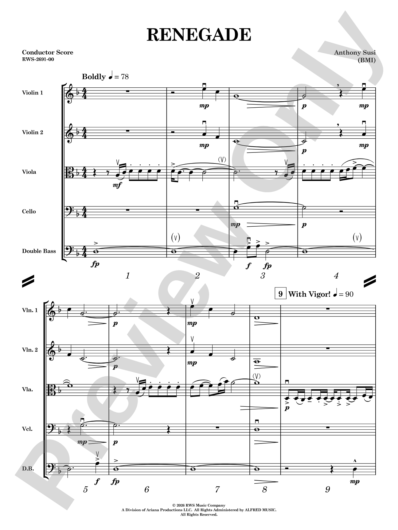 Renegade: String Orchestra Conductor Score & Parts