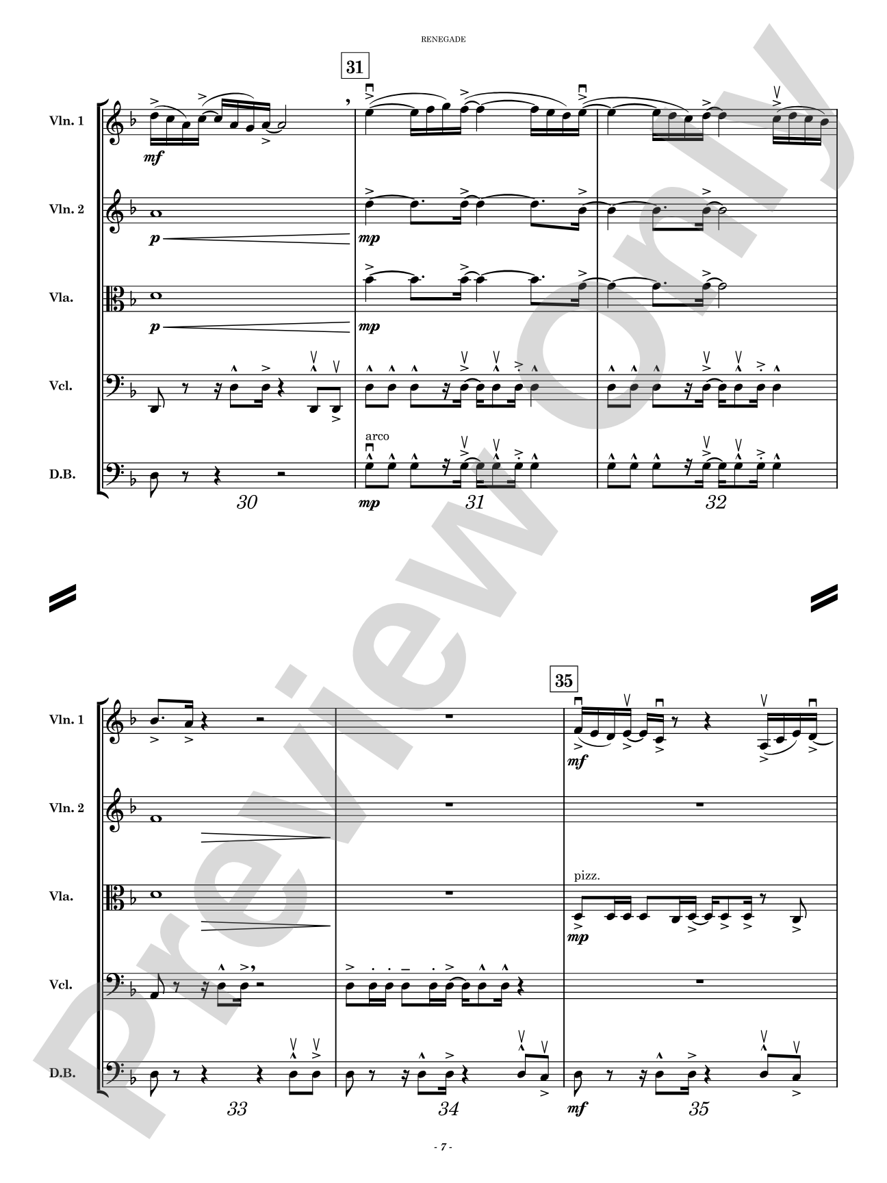 Renegade: String Orchestra Conductor Score & Parts