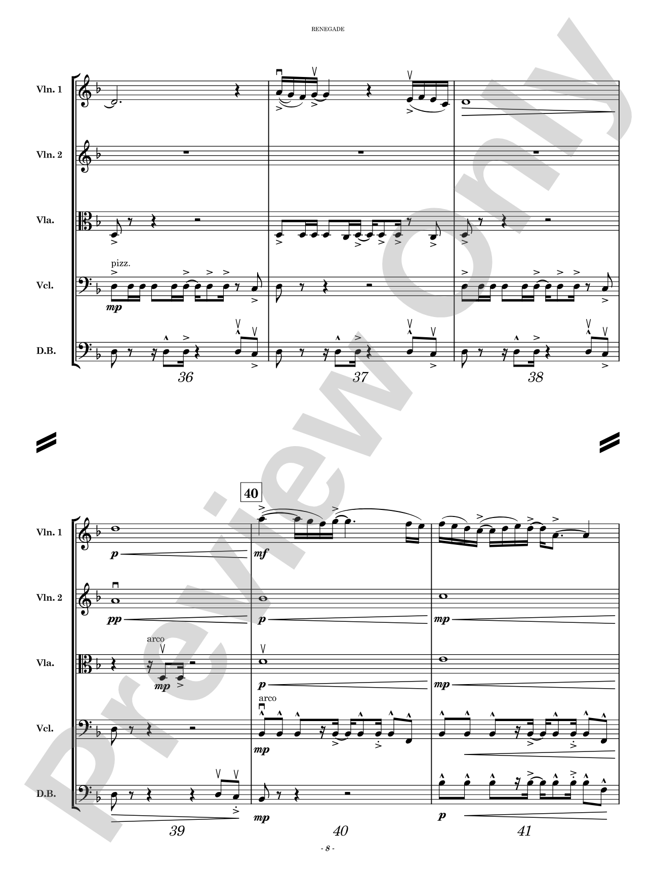 Renegade: String Orchestra Conductor Score & Parts