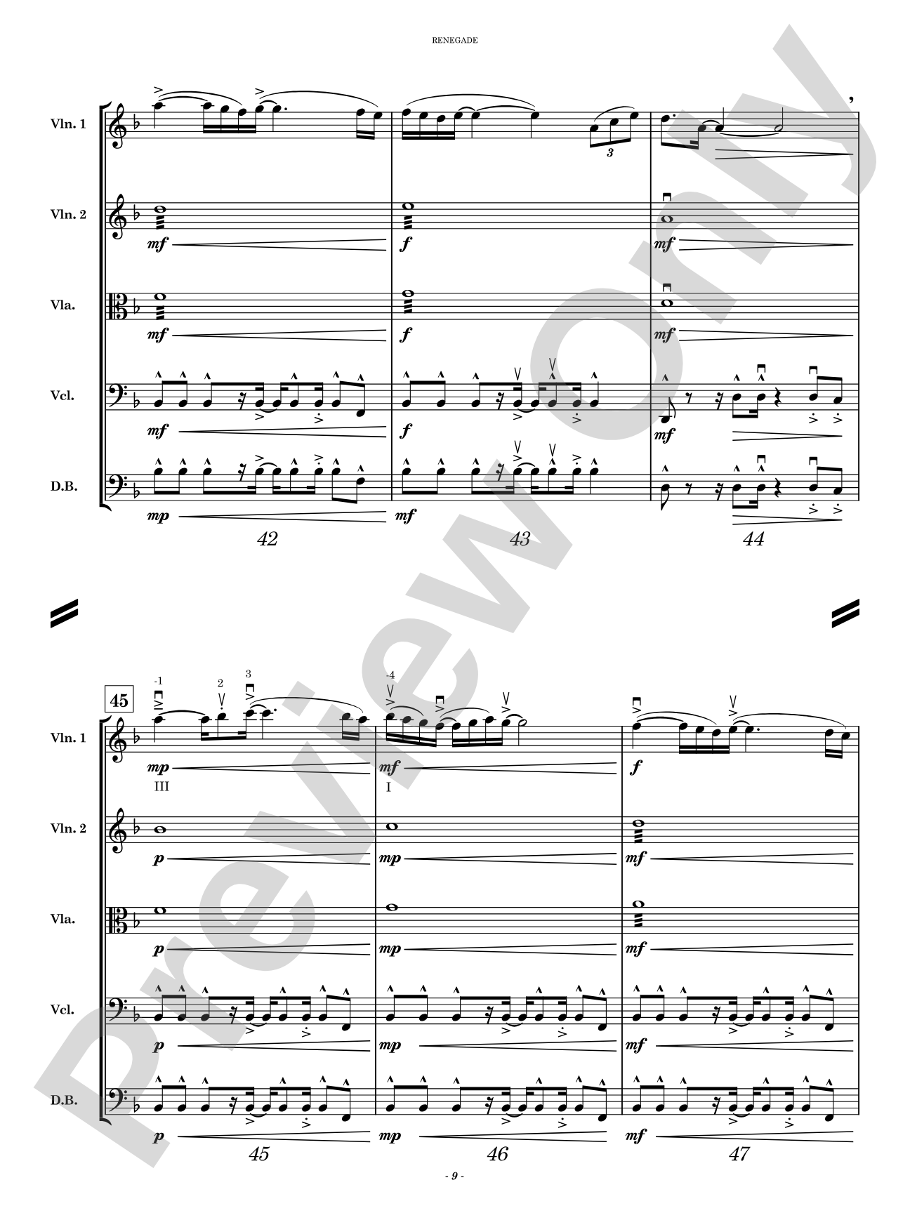 Renegade: String Orchestra Conductor Score & Parts