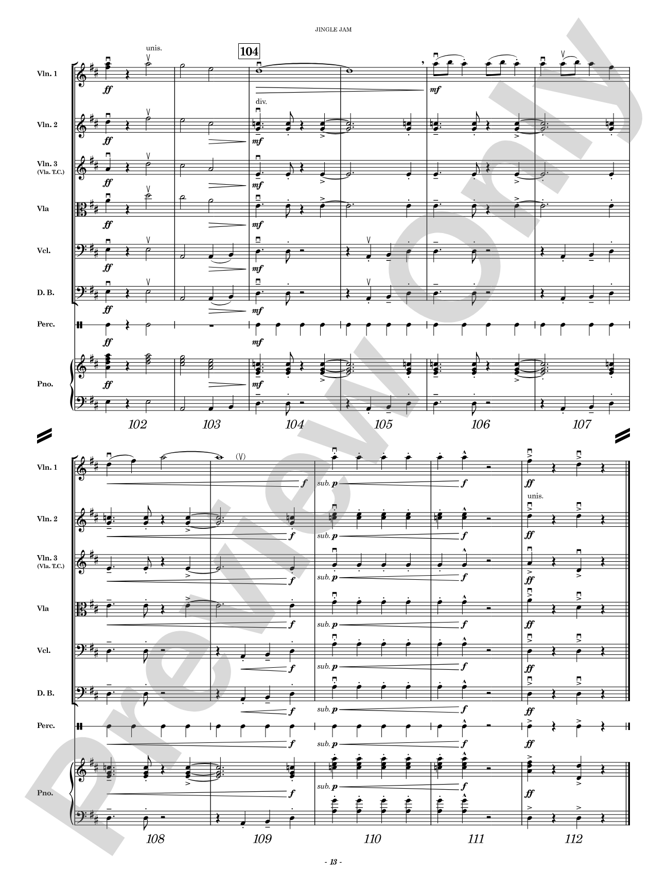 Jingle Jam: String Orchestra Conductor Score & Parts