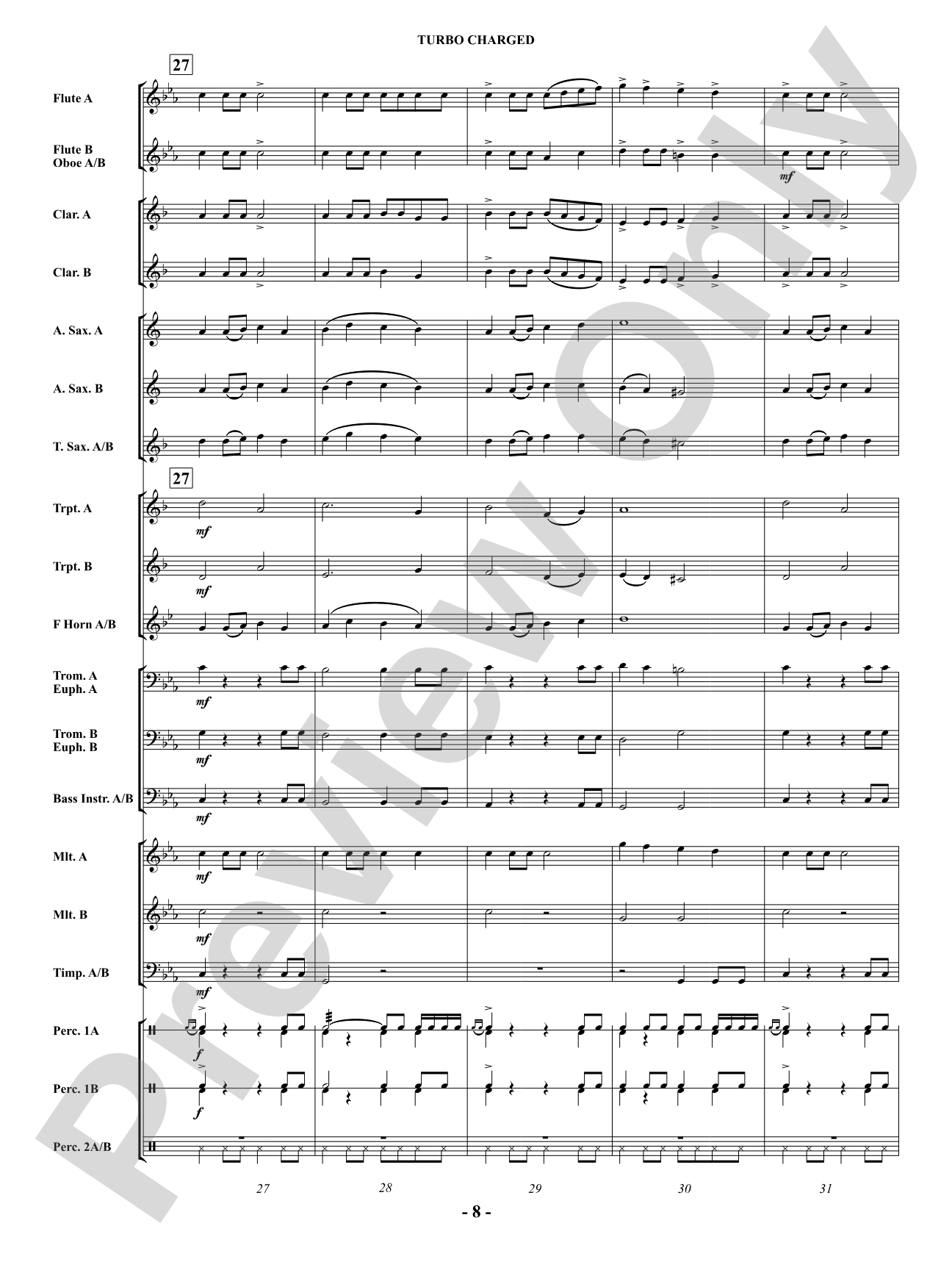 Turbo Charged: Concert Band Conductor Score & Parts