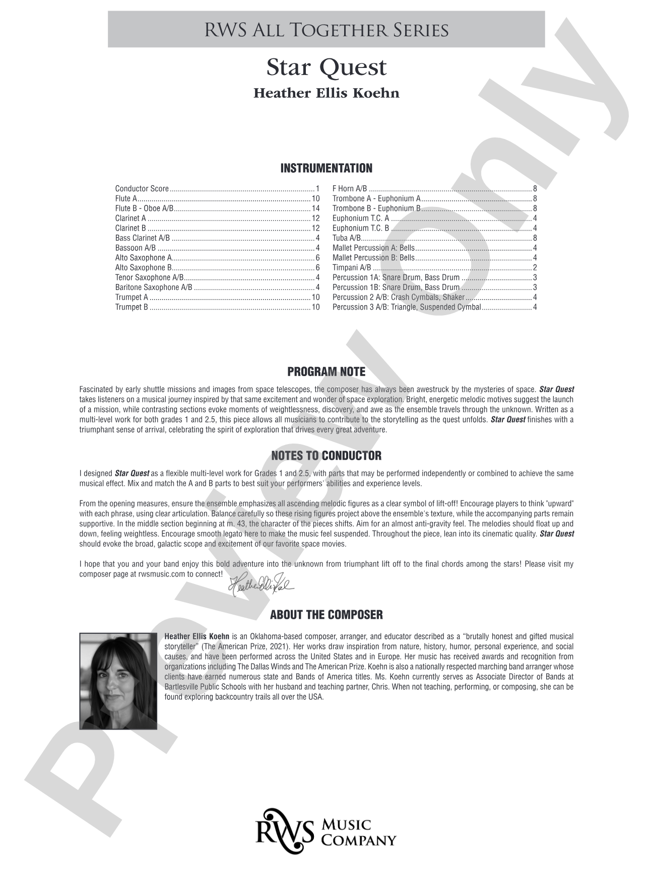 Star Quest: Concert Band Conductor Score & Parts