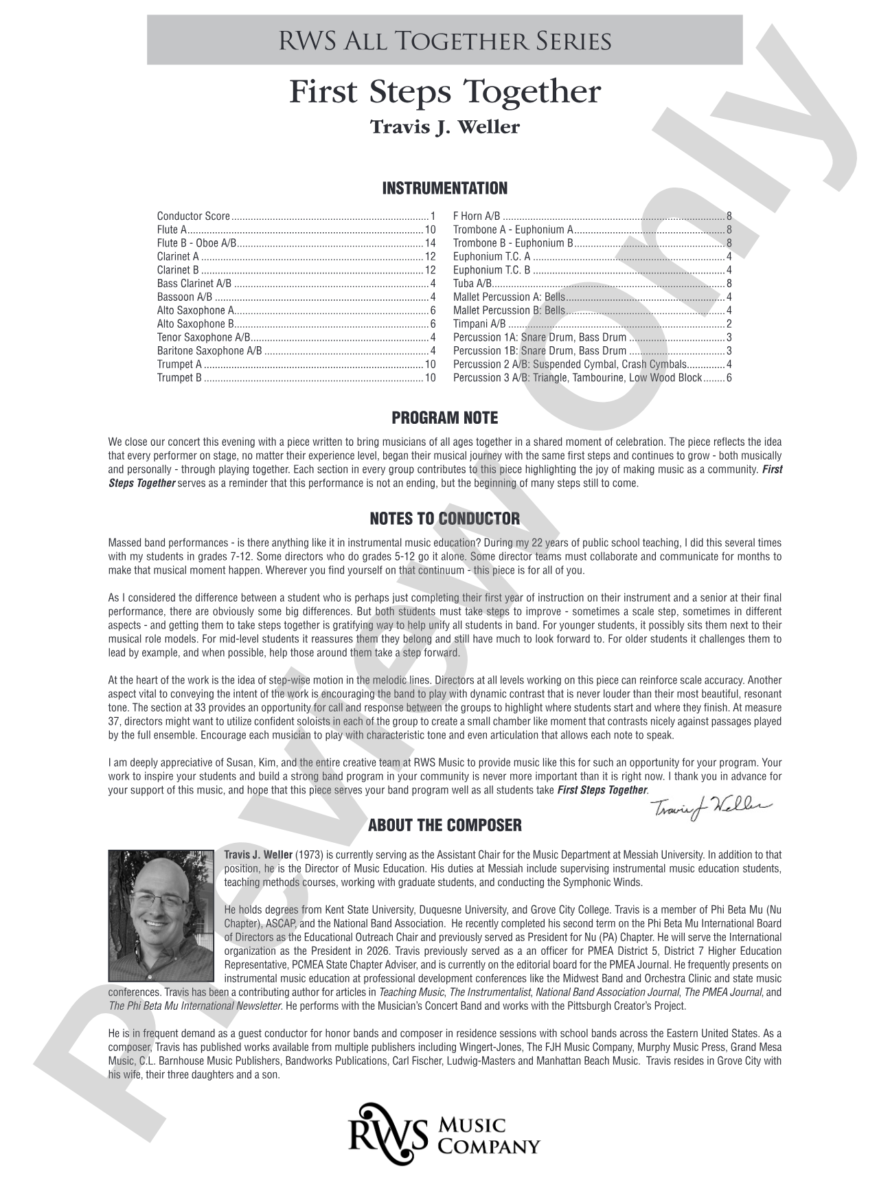First Steps Together: Concert Band Conductor Score & Parts