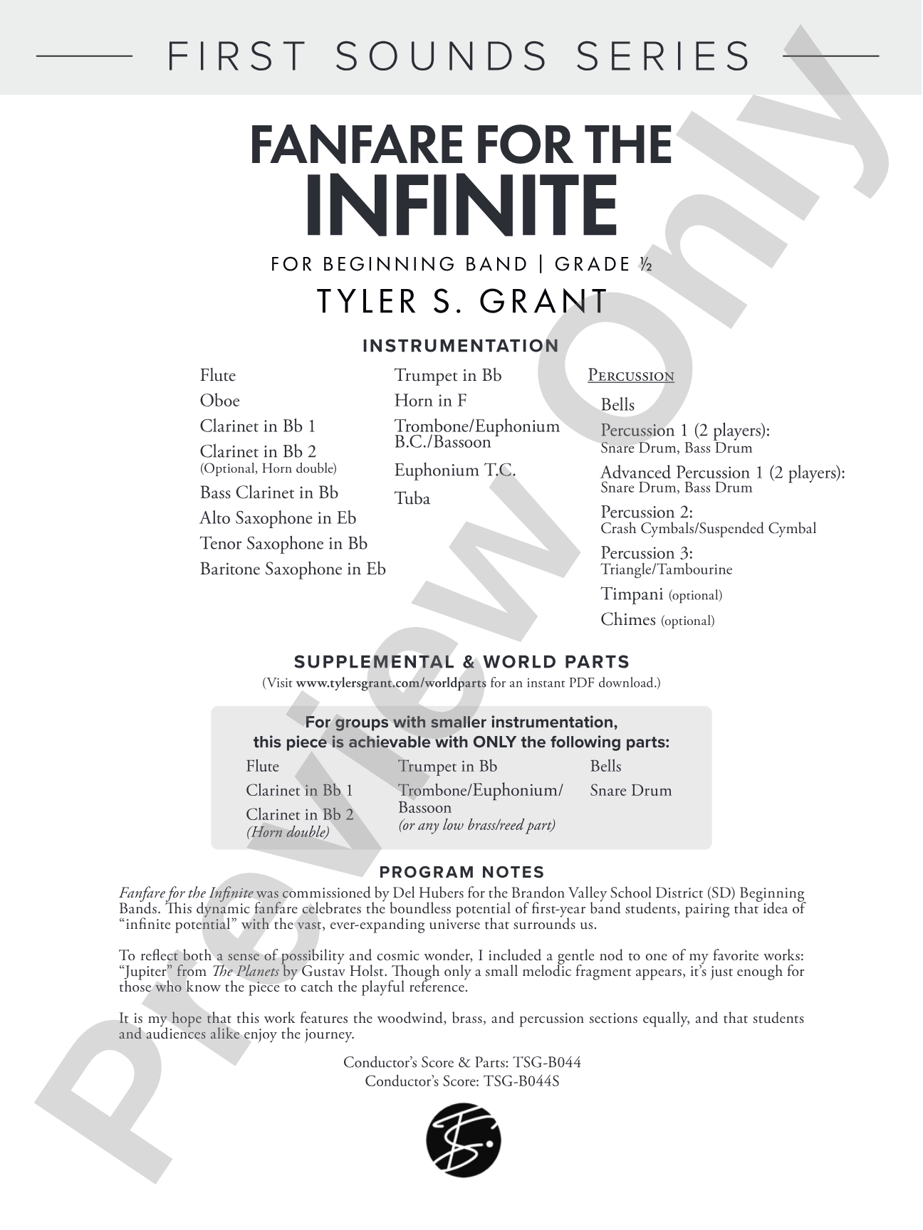 Fanfare for the Infinite: Concert Band Conductor Score & Parts