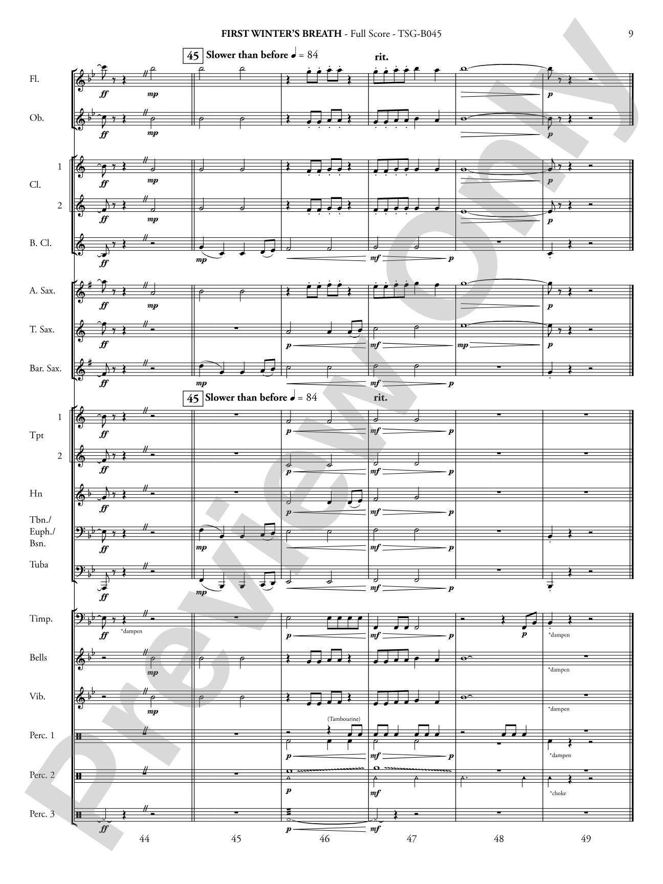 First Winter's Breath: Concert Band Conductor Score & Parts