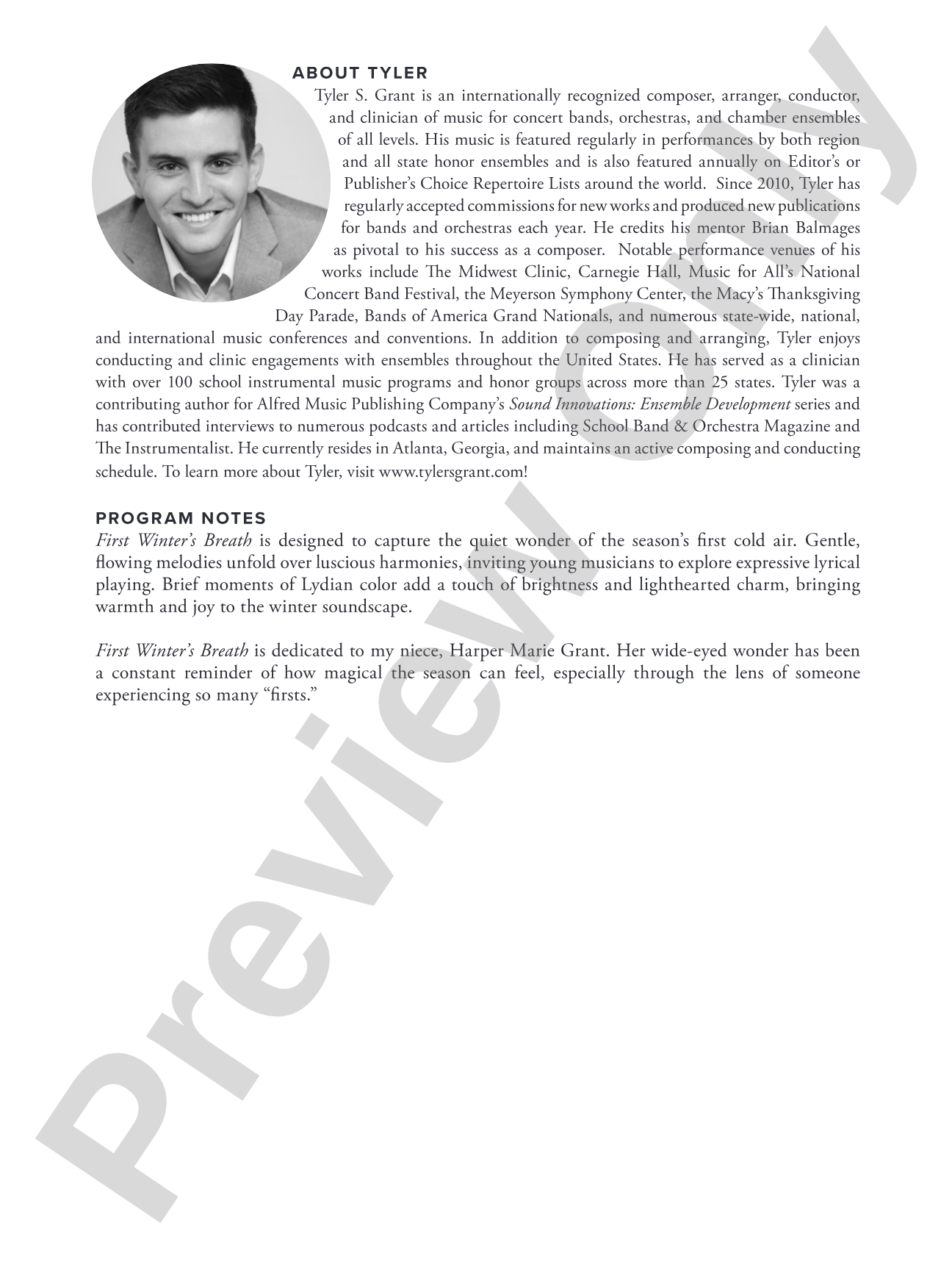 First Winter's Breath: Concert Band Conductor Score & Parts