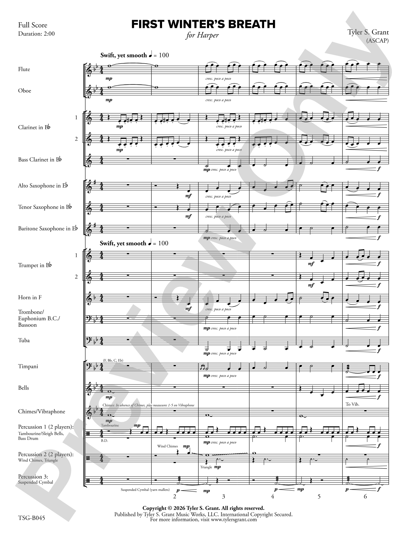 First Winter's Breath: Concert Band Conductor Score & Parts