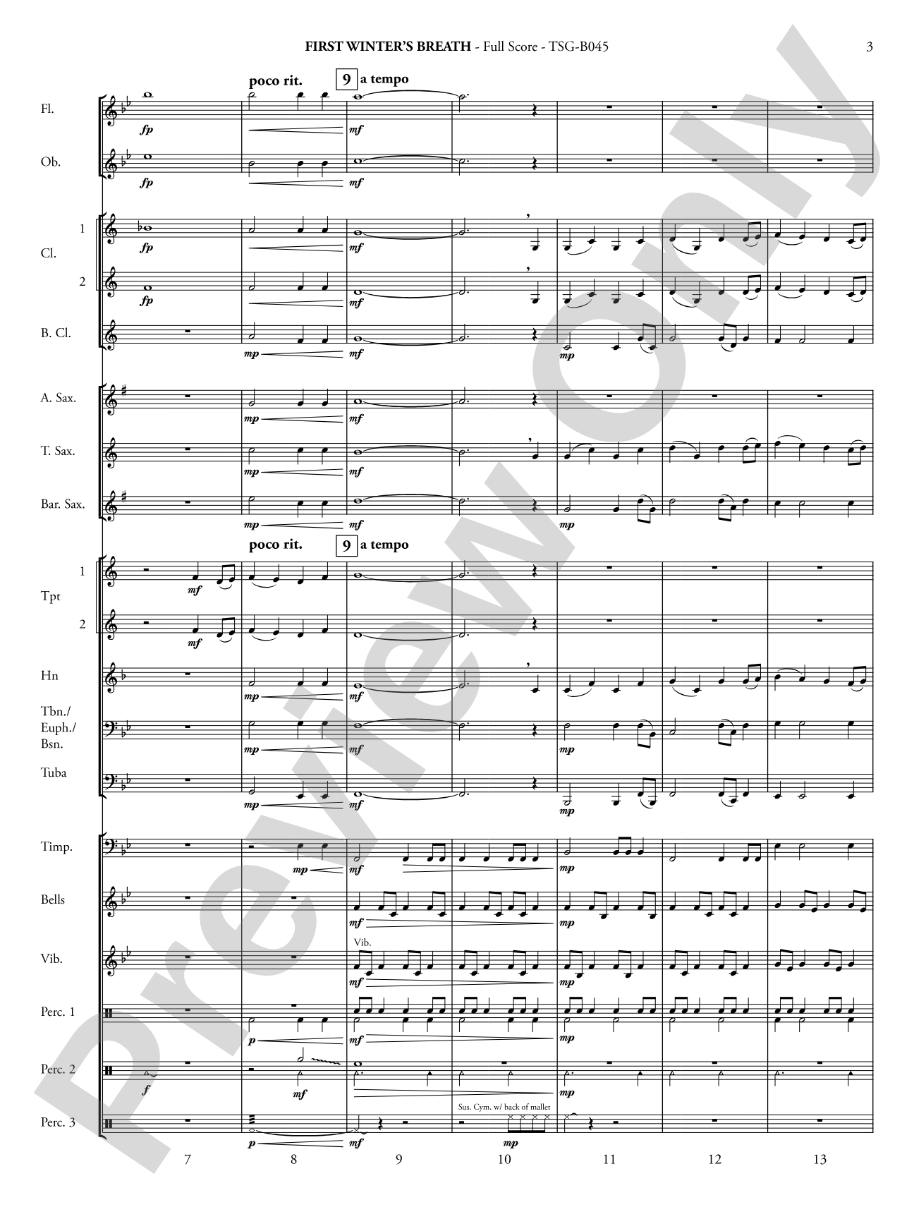 First Winter's Breath: Concert Band Conductor Score & Parts