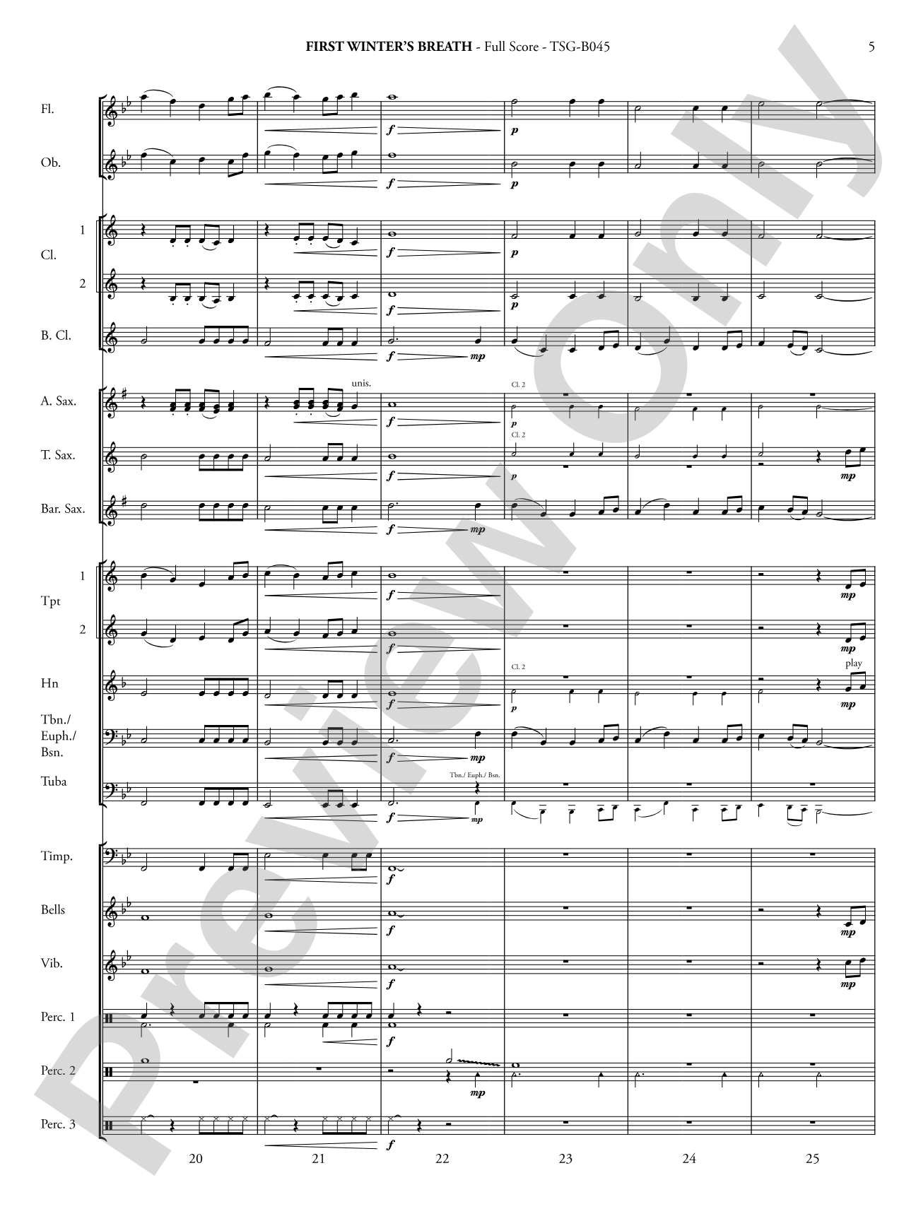 First Winter's Breath: Concert Band Conductor Score & Parts