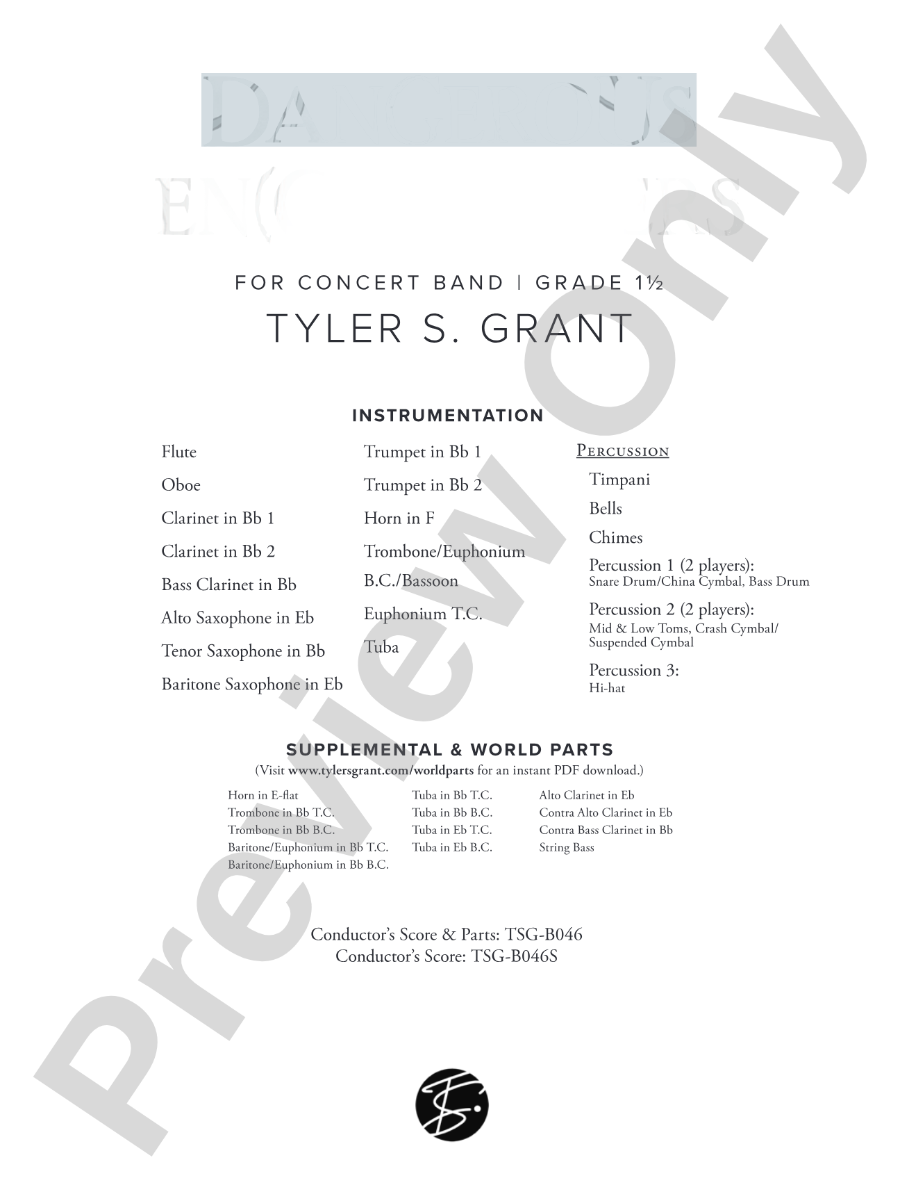 Dangerous En(count)ers: Concert Band Conductor Score & Parts