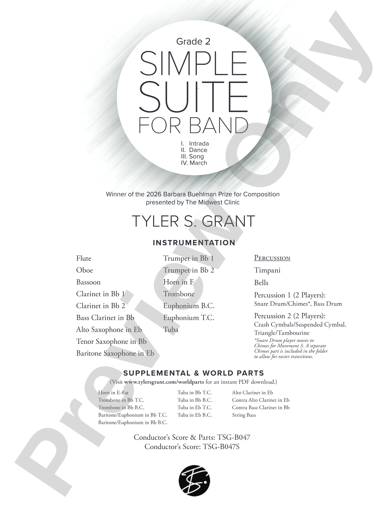Simple Suite for Band: Concert Band Conductor Score & Parts