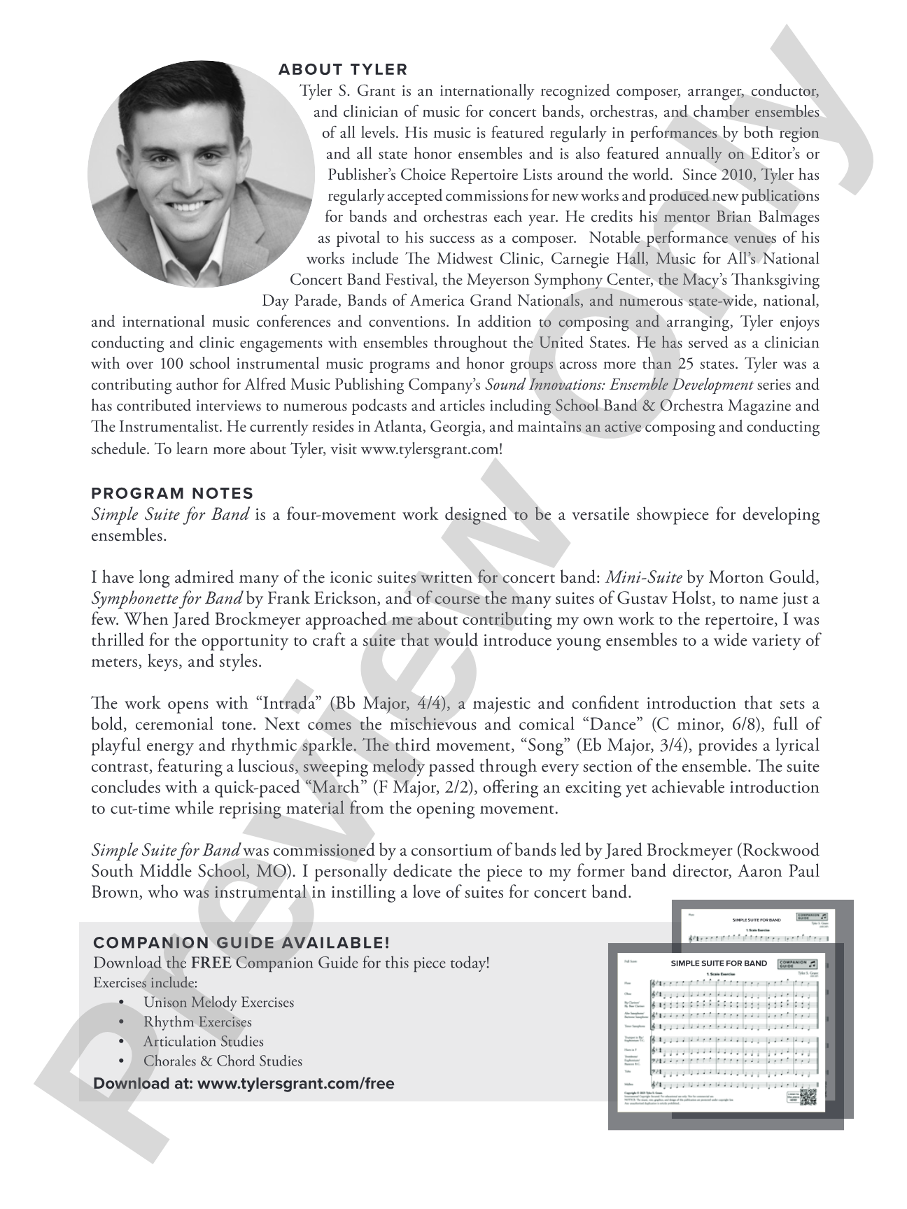 Simple Suite for Band: Concert Band Conductor Score & Parts