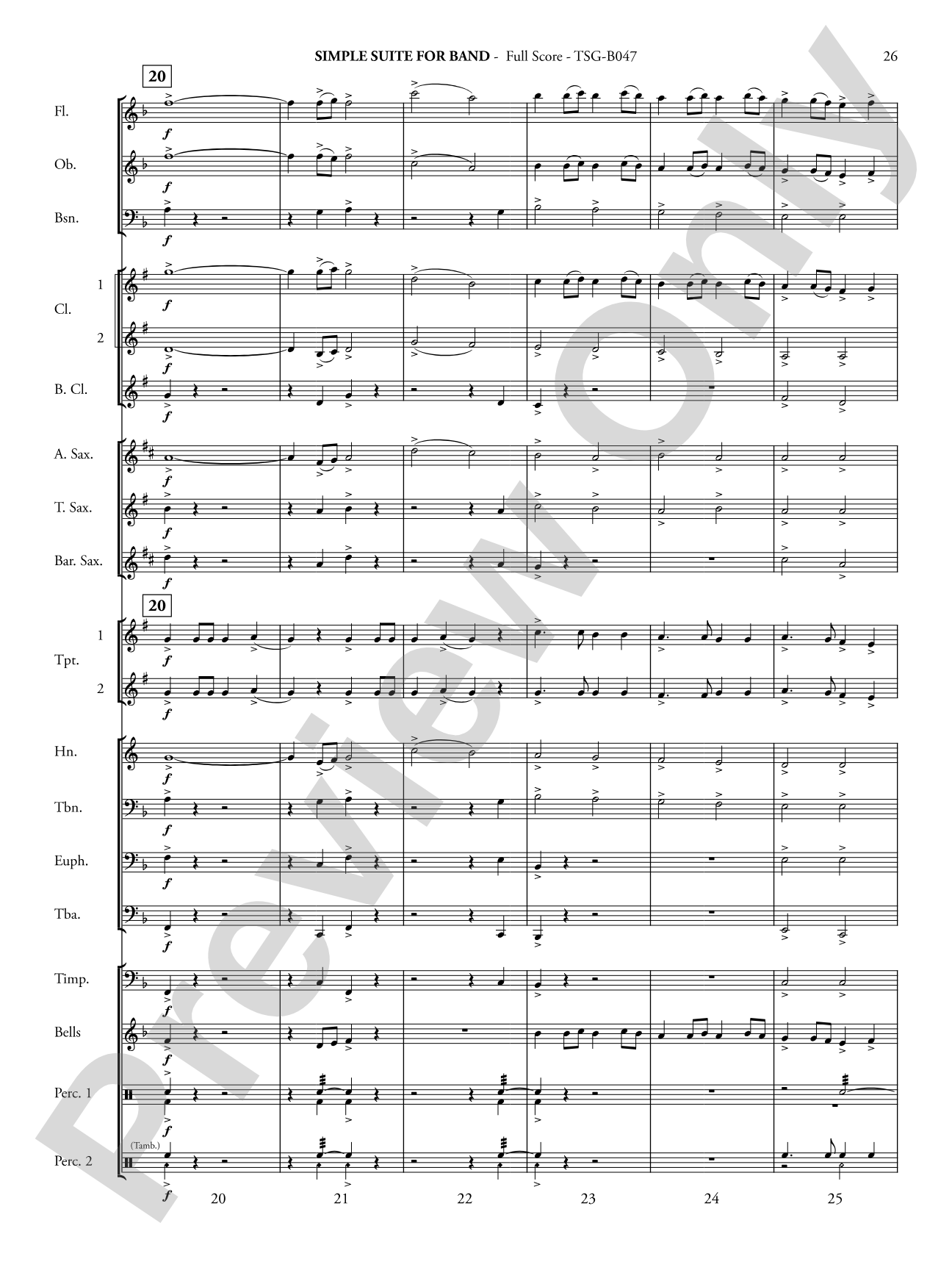 Simple Suite for Band: Concert Band Conductor Score & Parts