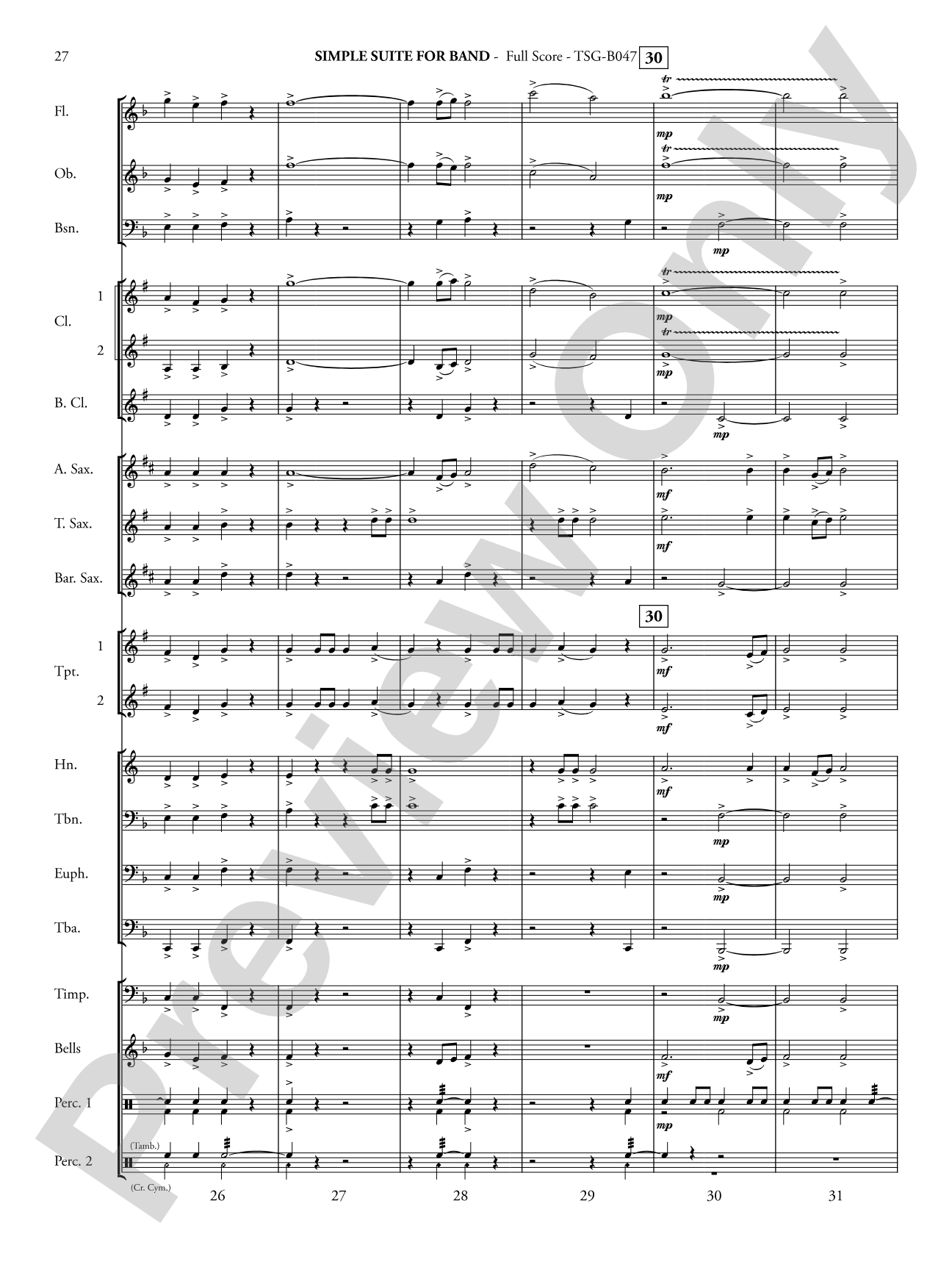Simple Suite for Band: Concert Band Conductor Score & Parts