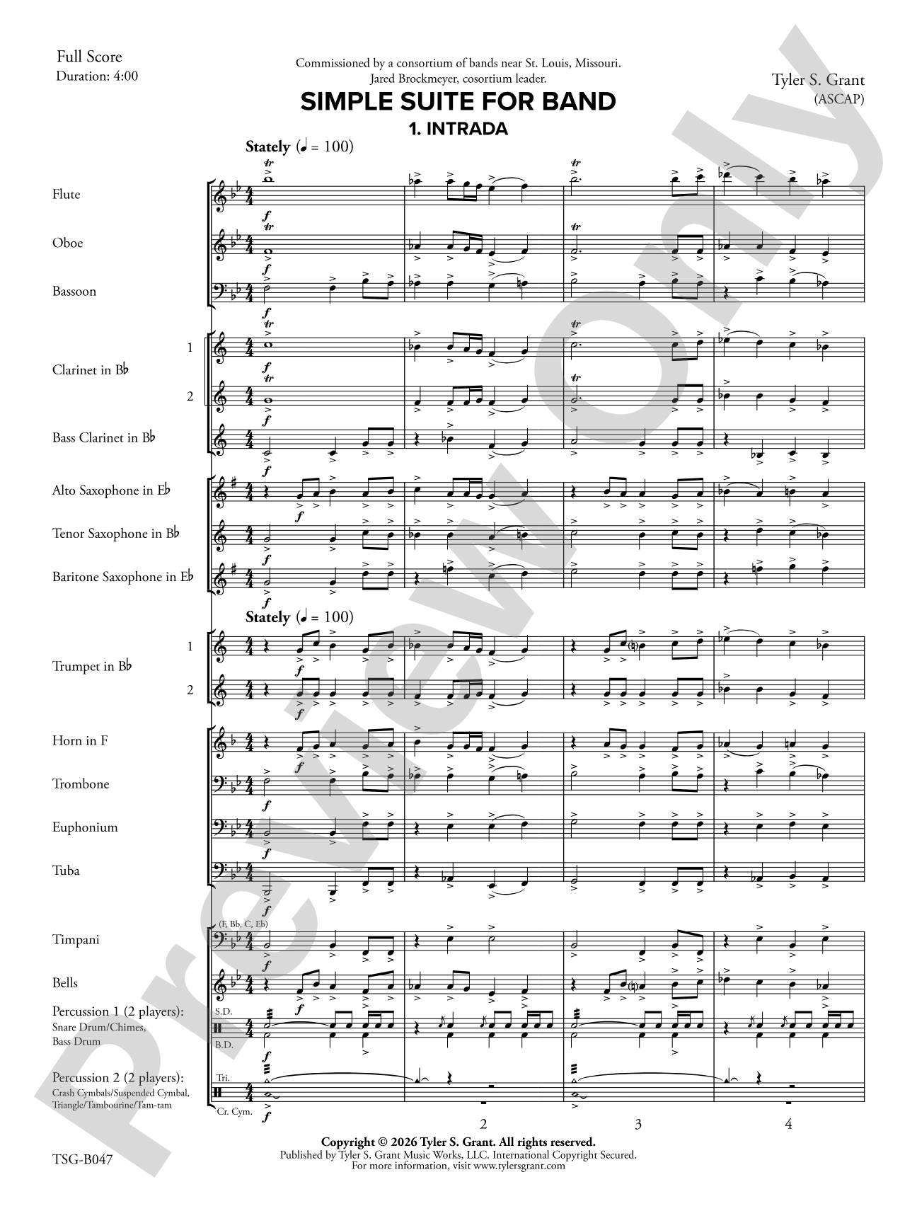 Simple Suite for Band: Concert Band Conductor Score & Parts