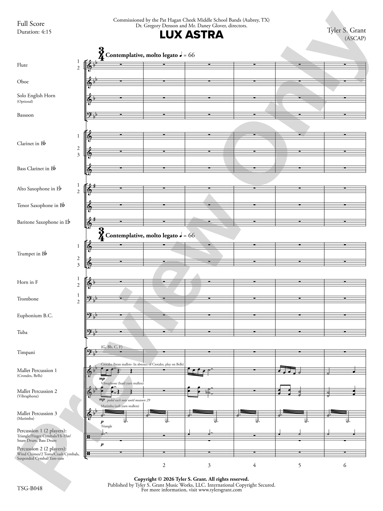 Lux Astra: Concert Band Conductor Score & Parts