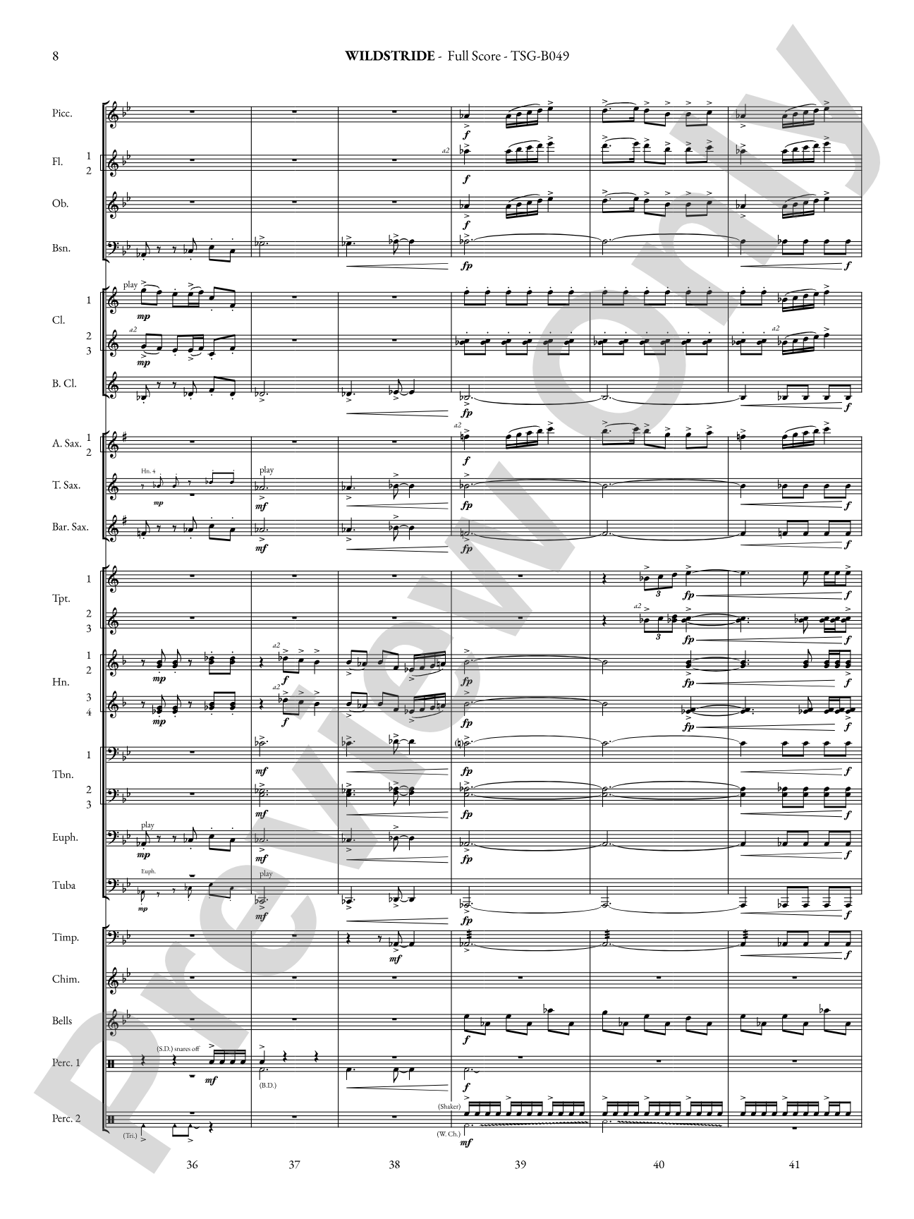 Wildstride: Concert Band Conductor Score & Parts